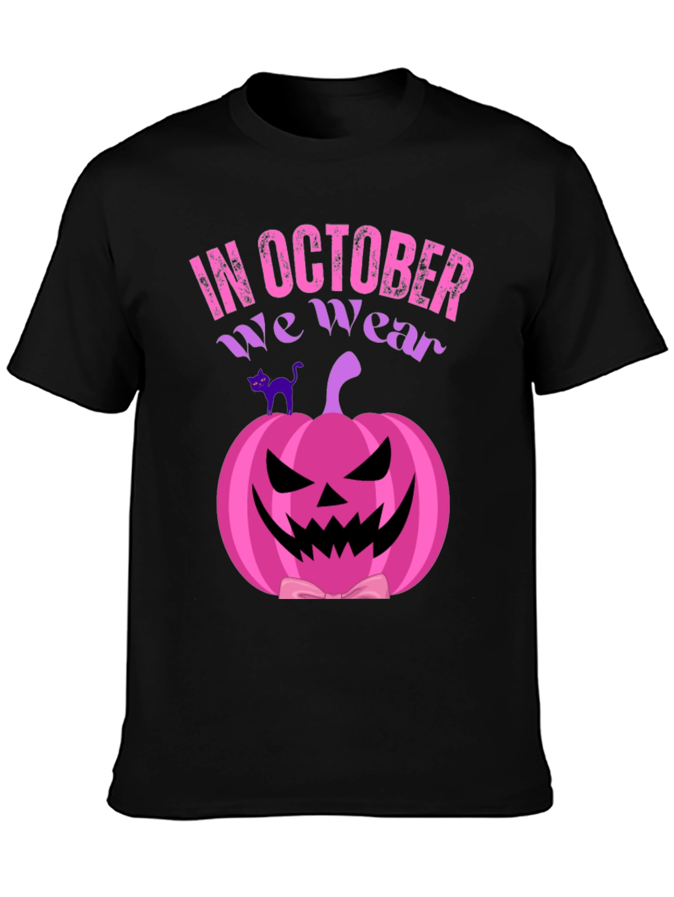 In October We Wear Pink Pumpkin Halloween T-Shirt
