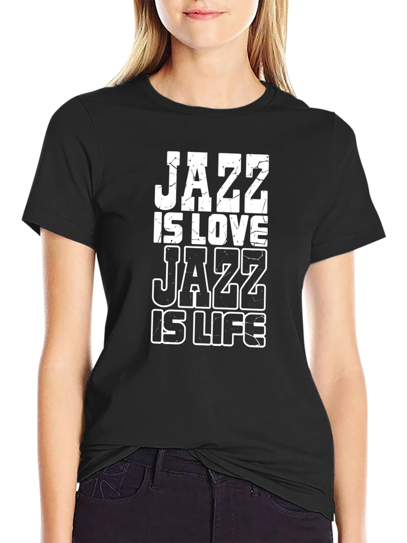 Jazz Is Love Jazz Is Life Black Graphic Tee