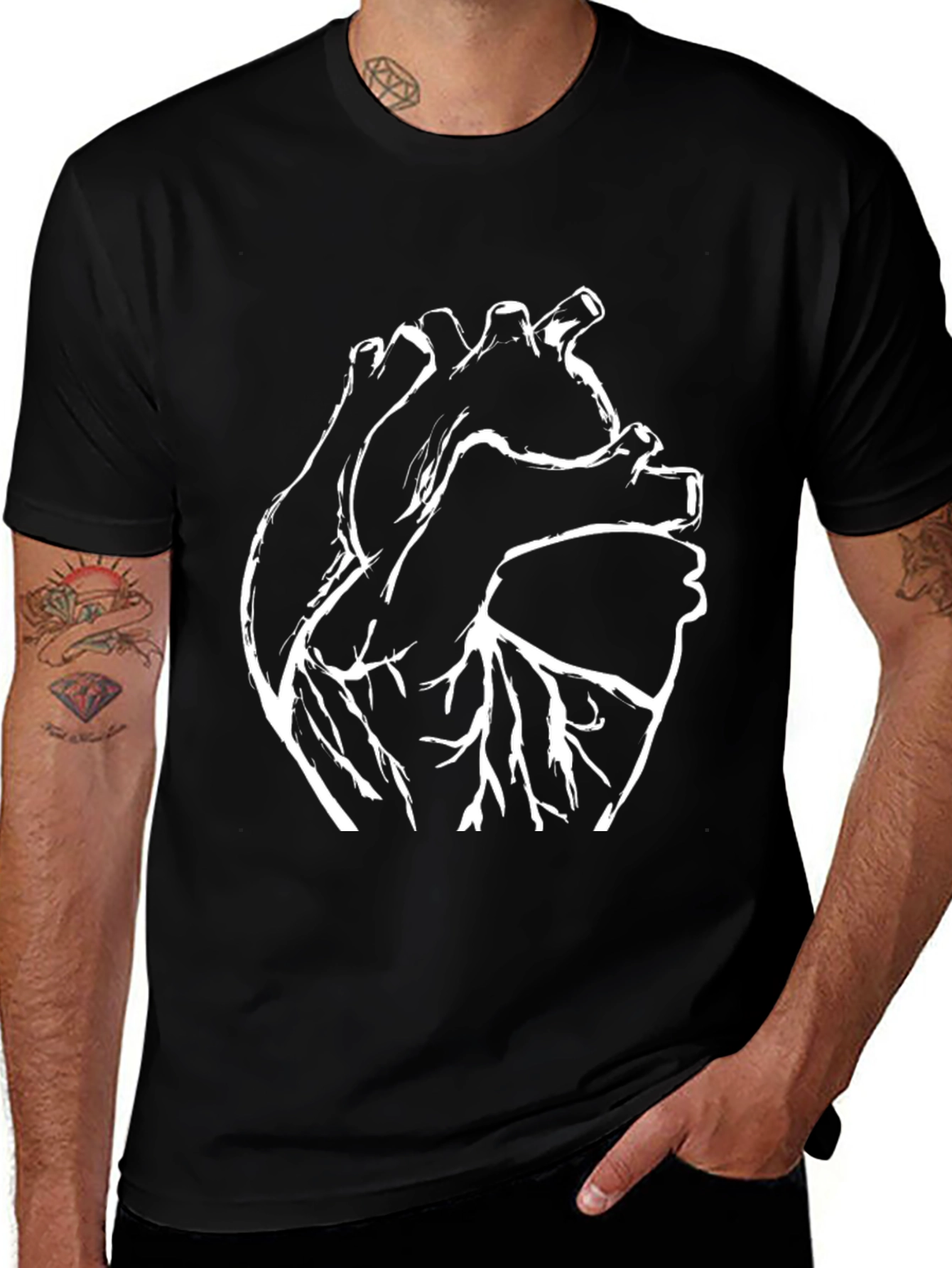 Anatomical Heart Graphic T-Shirt - Black
