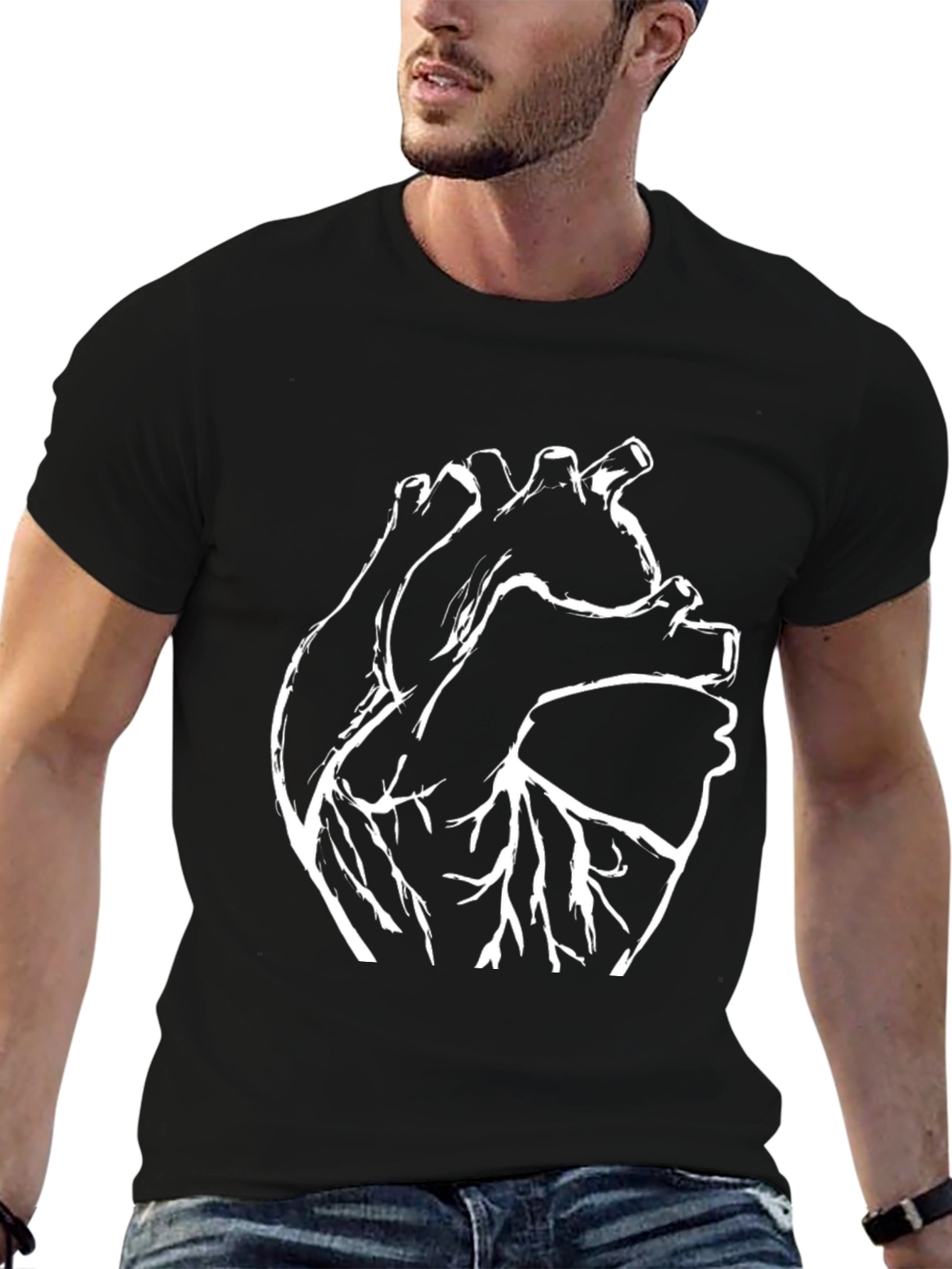 Anatomical Heart Graphic T-Shirt - Black