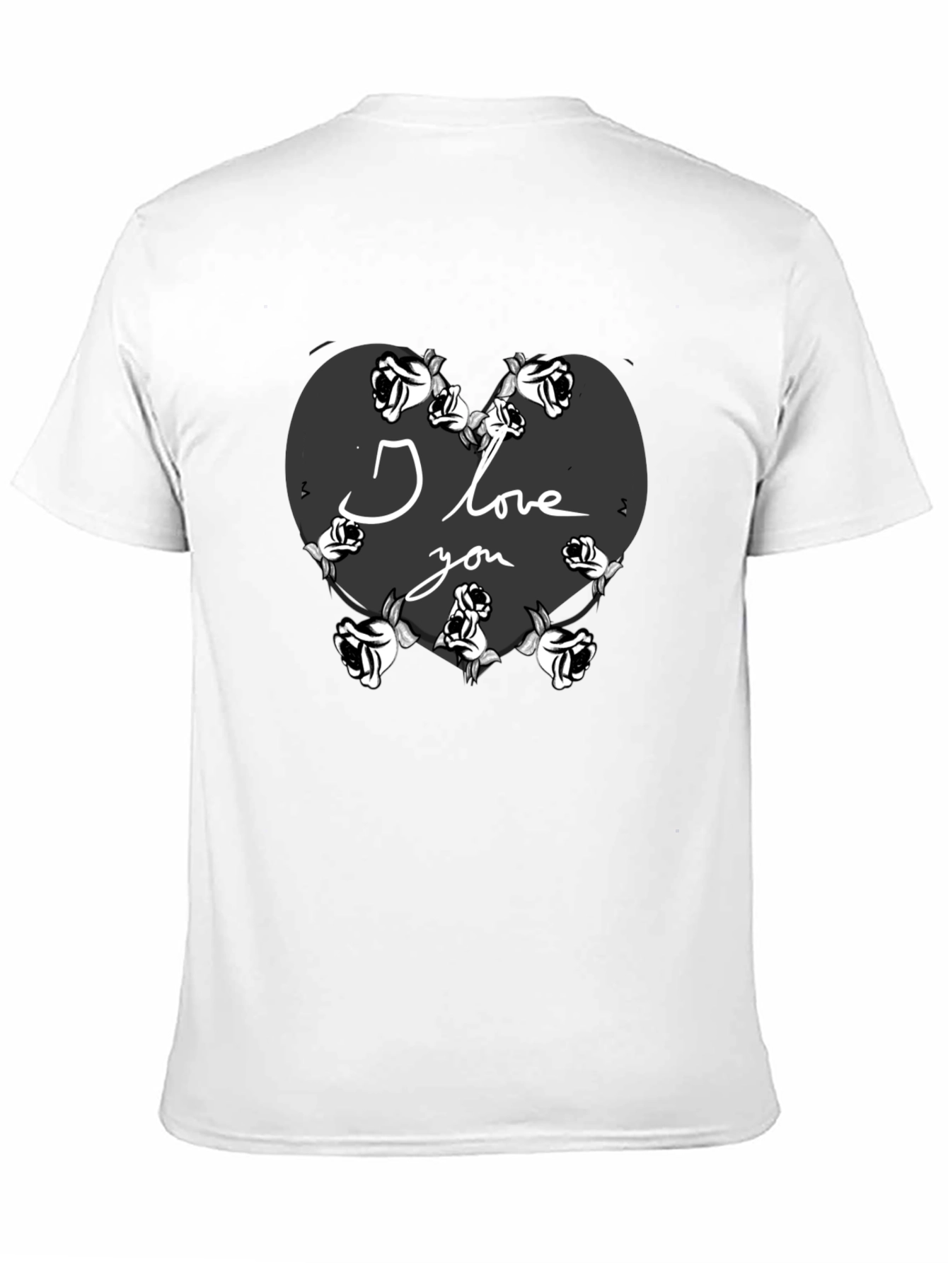 I Love You Heart Roses Valentines Black T-Shirt