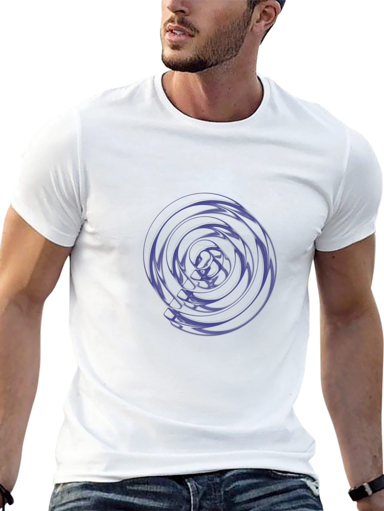 Abstract Swirl Graphic Tee - Stylish Mens Black T-Shirt