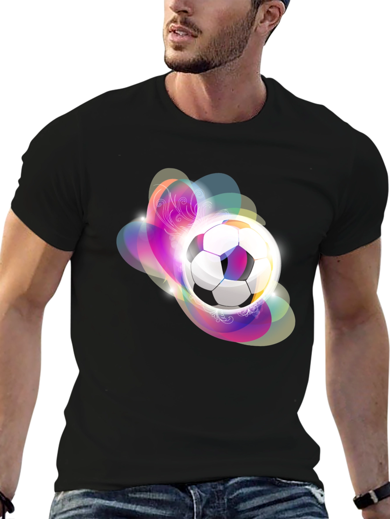 Soccer Ball Graphic Black T-Shirt