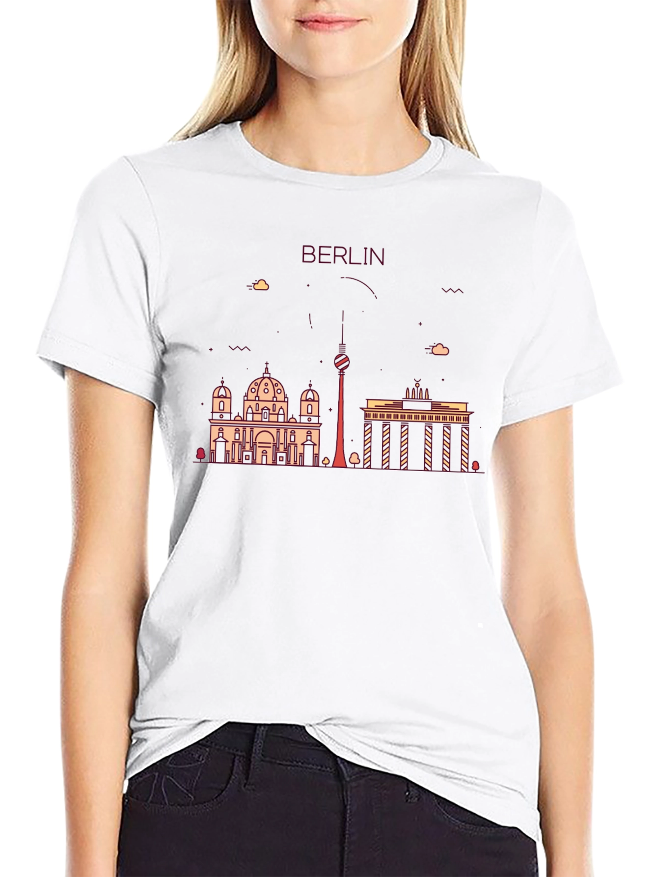 Berlin Skyline Graphic Print Black T-Shirt