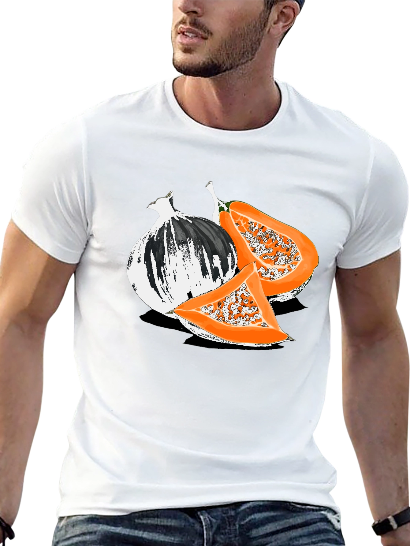 Papaya Graphic Tee - Black Casual T-Shirt