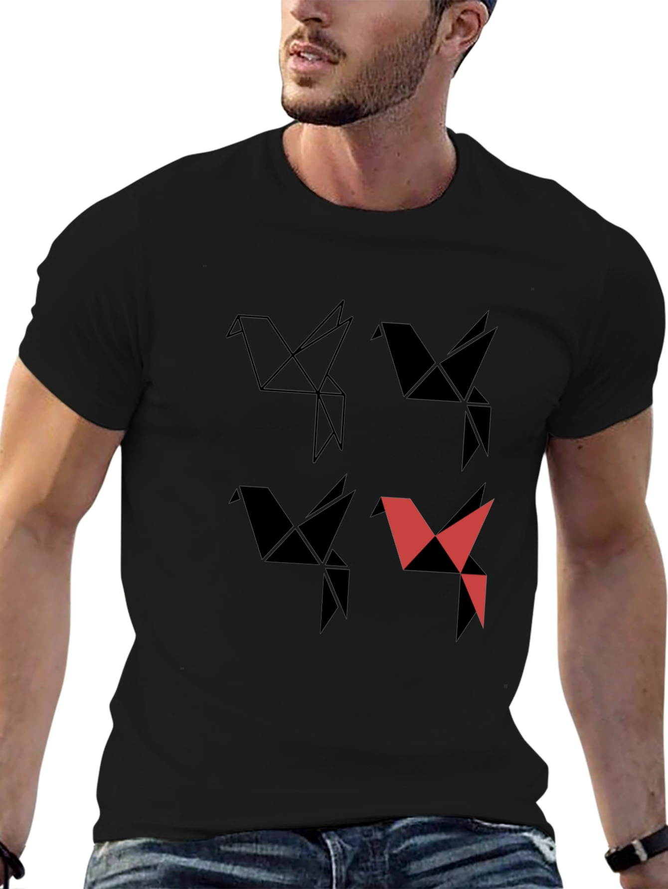 Origami Bird Graphic Tee - Modern Casual Style