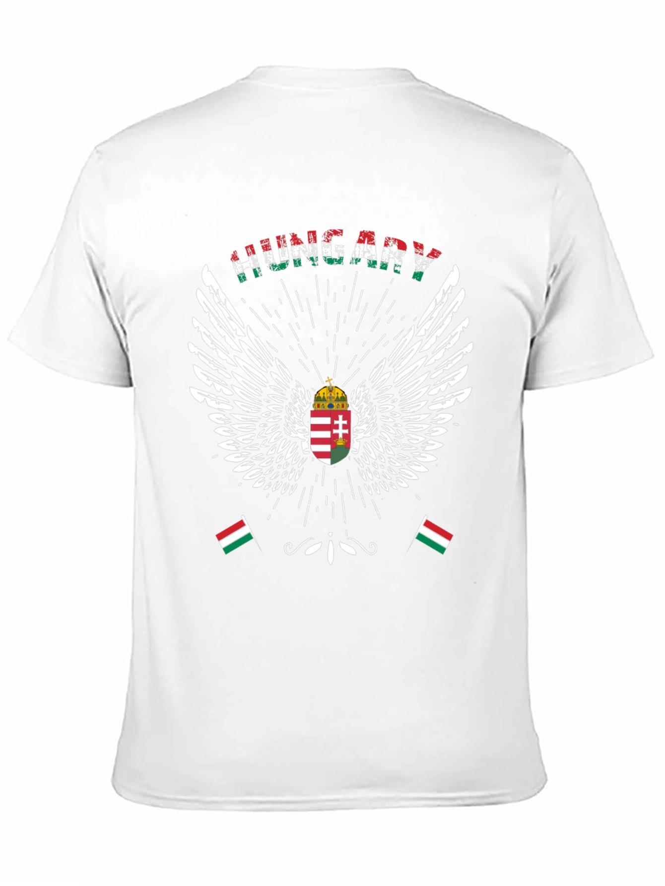 Hungary Flag Wings Graphic T-Shirt - Black Cotton Tee