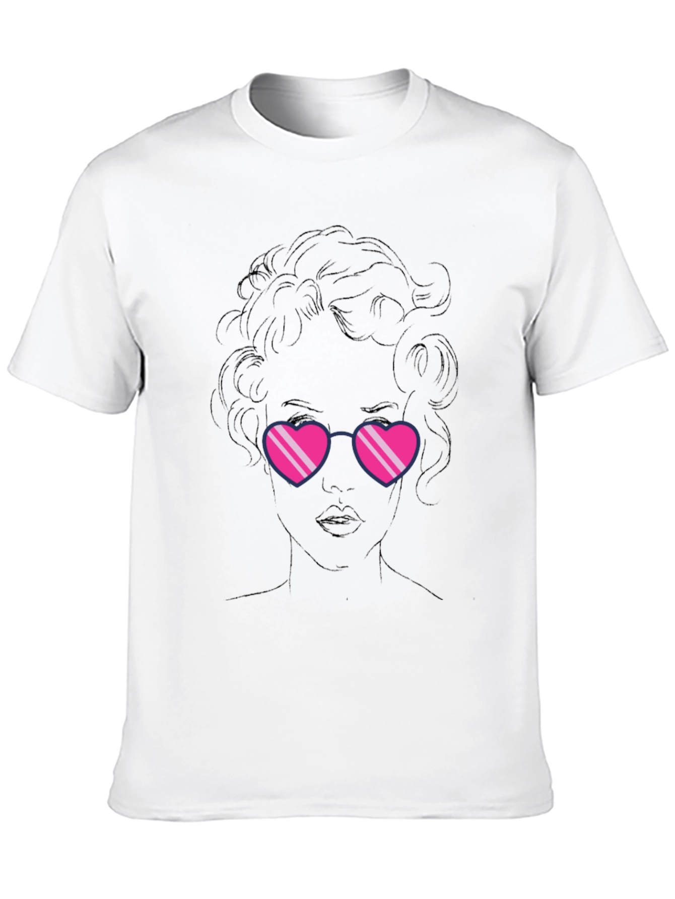 Heart Sunglasses Graphic Black T-Shirt