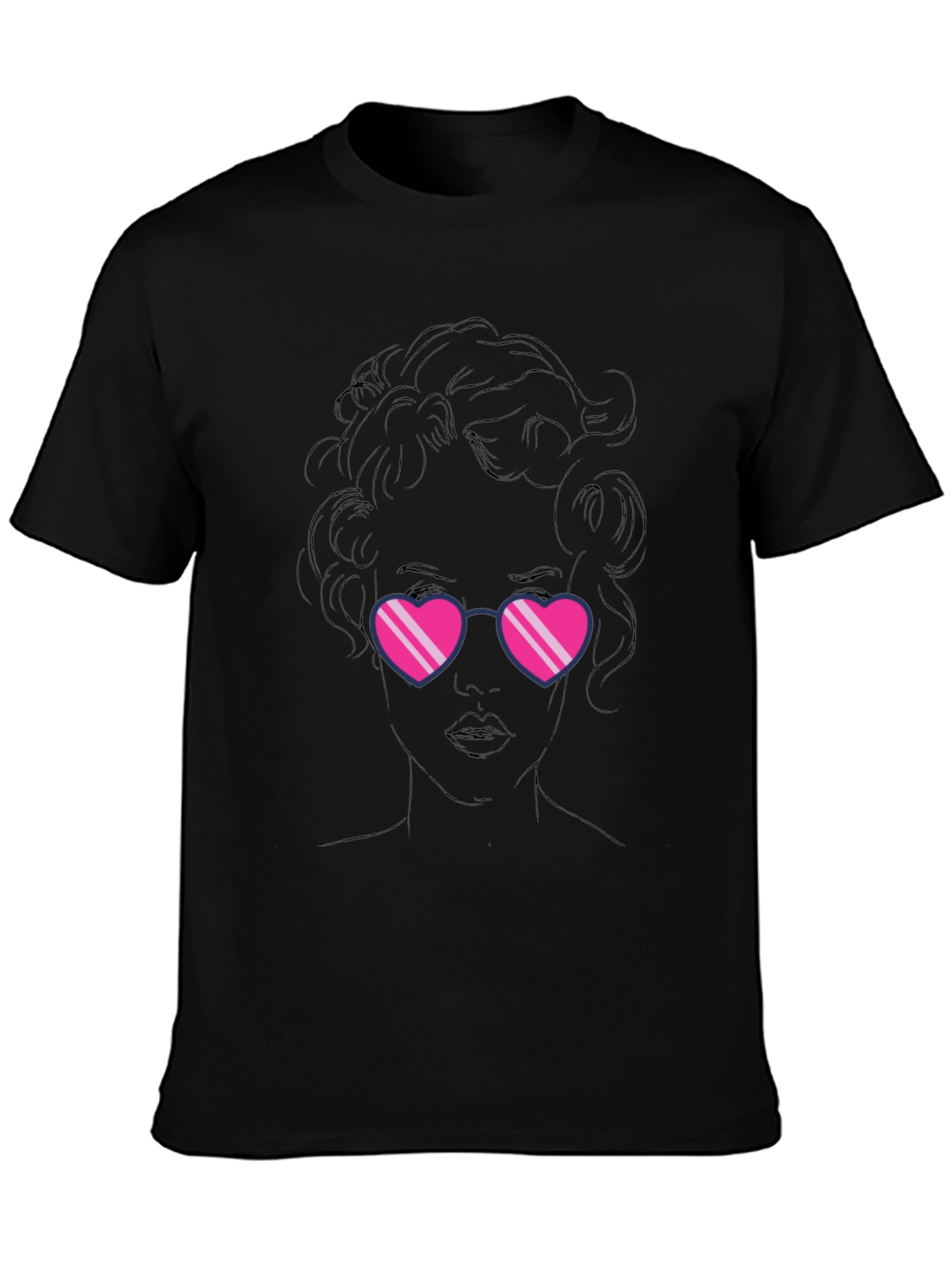 Heart Sunglasses Graphic Black T-Shirt