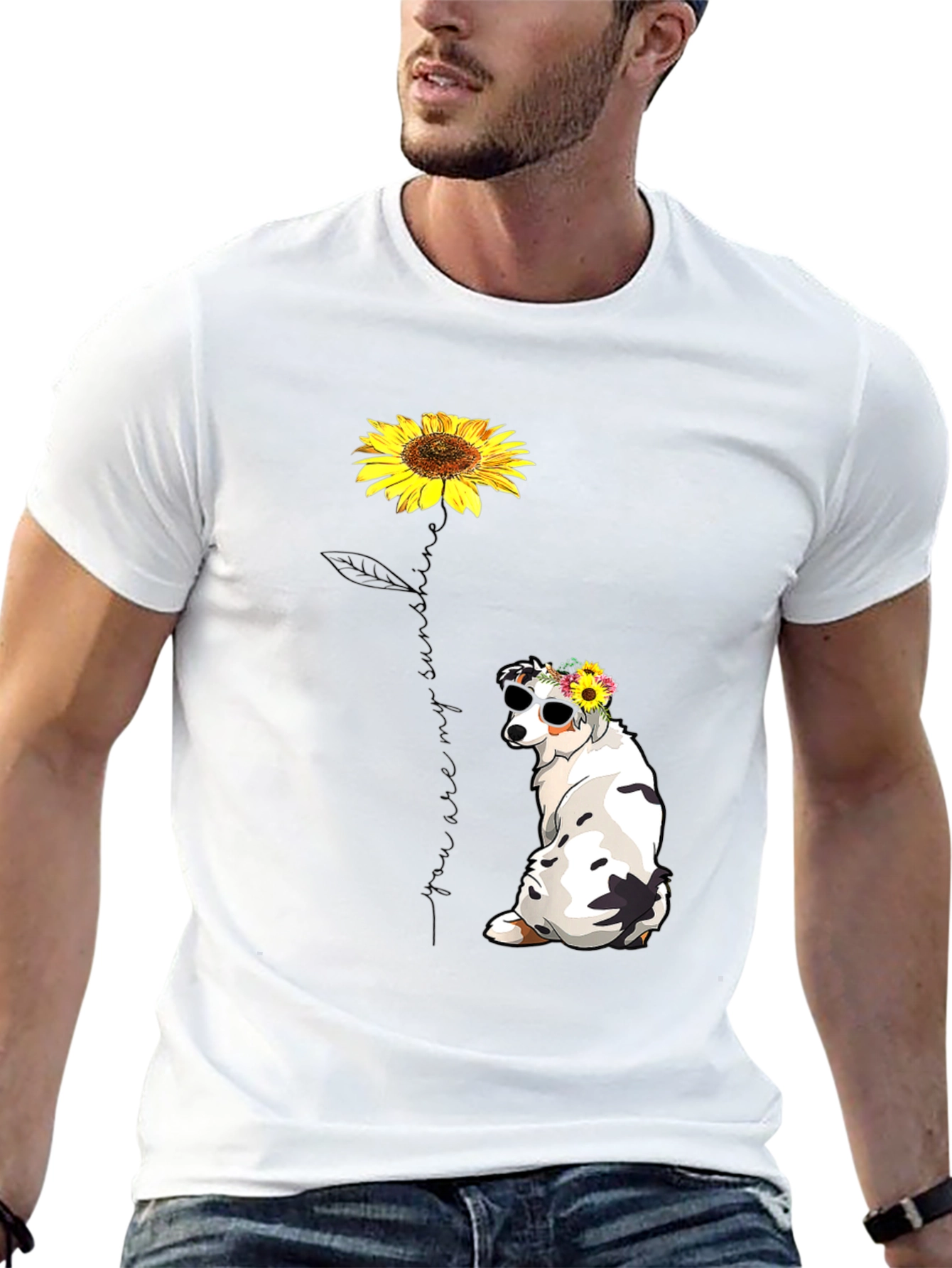 Sunflower Dog Graphic Tee - Sunshine T-Shirt