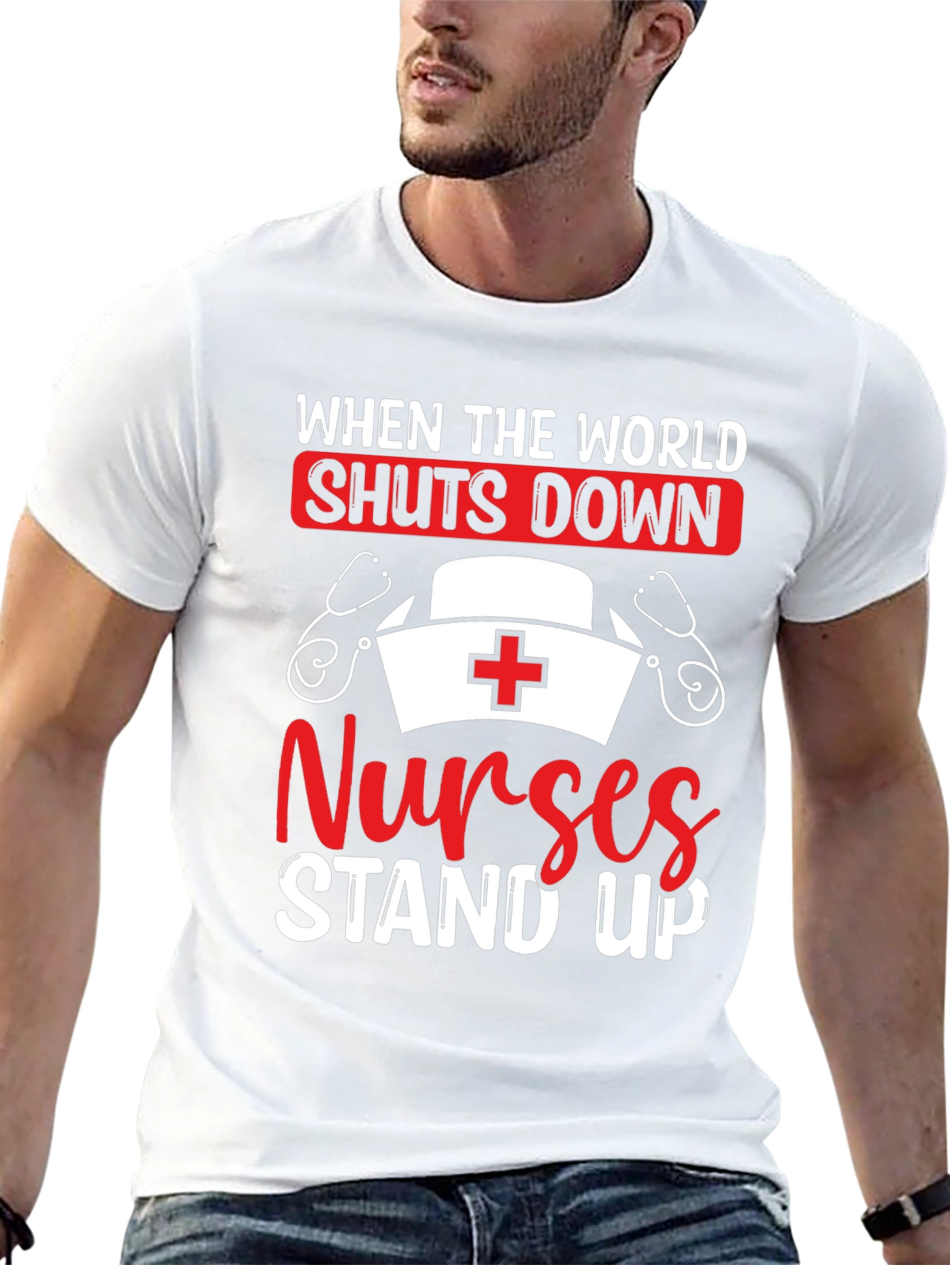 Nurses Stand Up Graphic Tee - Black