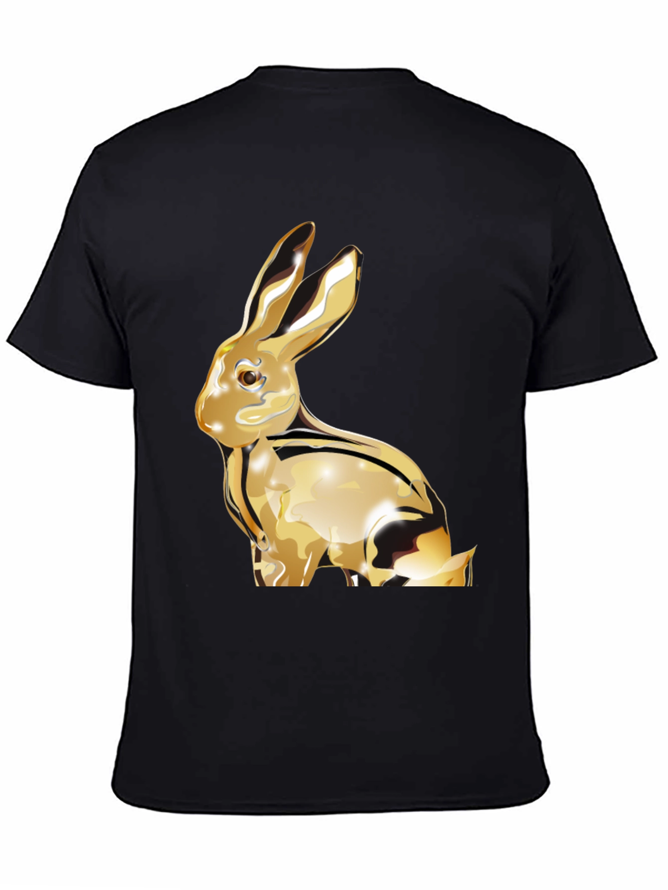 Golden Rabbit Graphic Tee - Soft Black Cotton