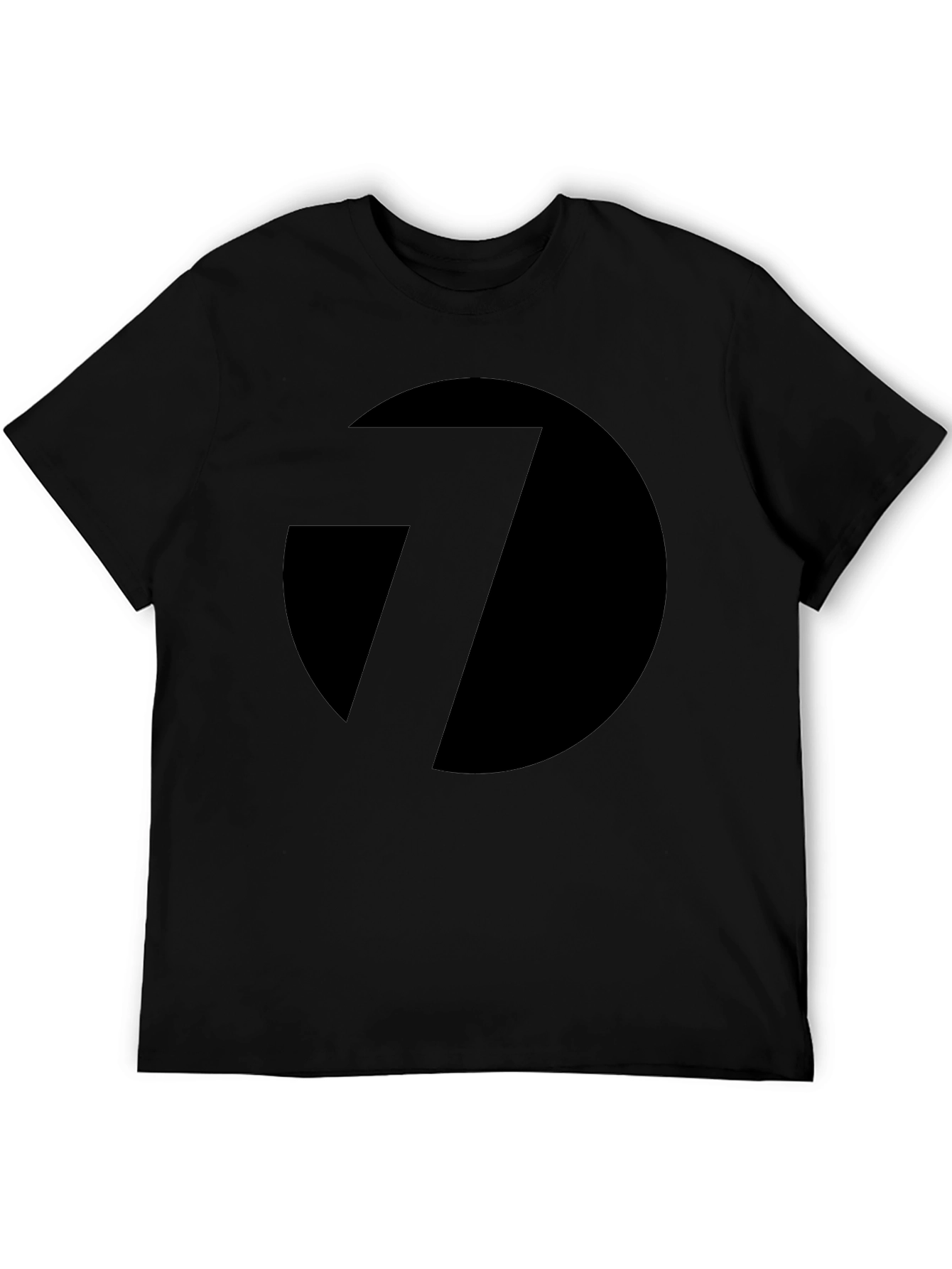 Black T-Shirt with Abstract Circle and Line Design