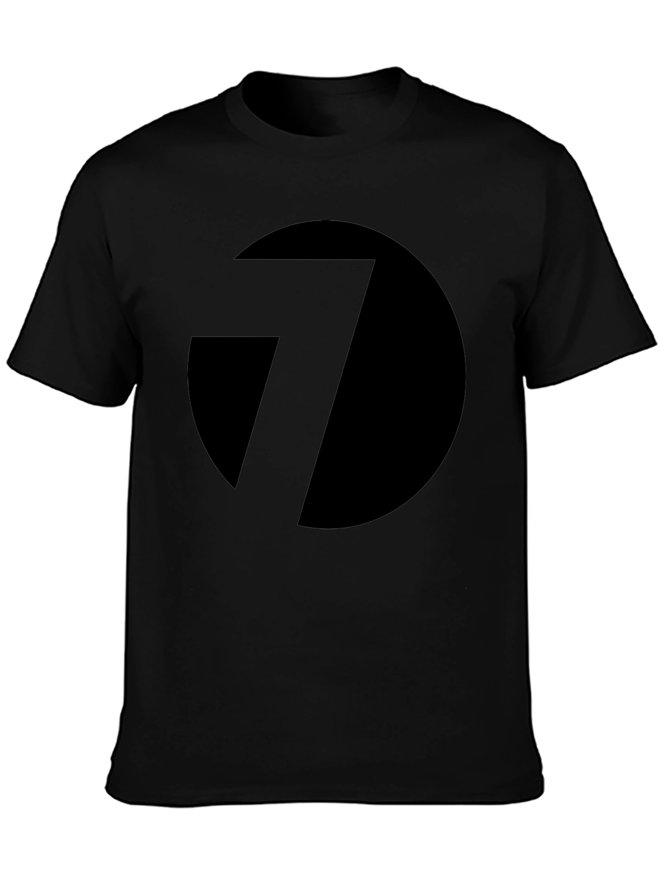 Black T-Shirt with Abstract Circle and Line Design
