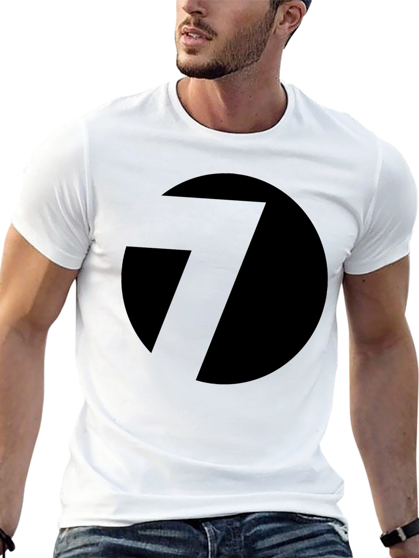 Black T-Shirt with Abstract Circle and Line Design