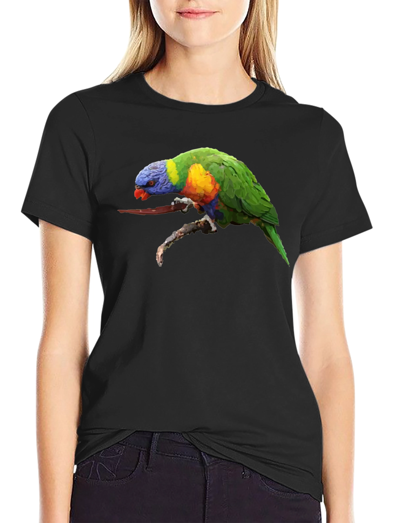 Lorikeet Parrot Graphic Black T-Shirt