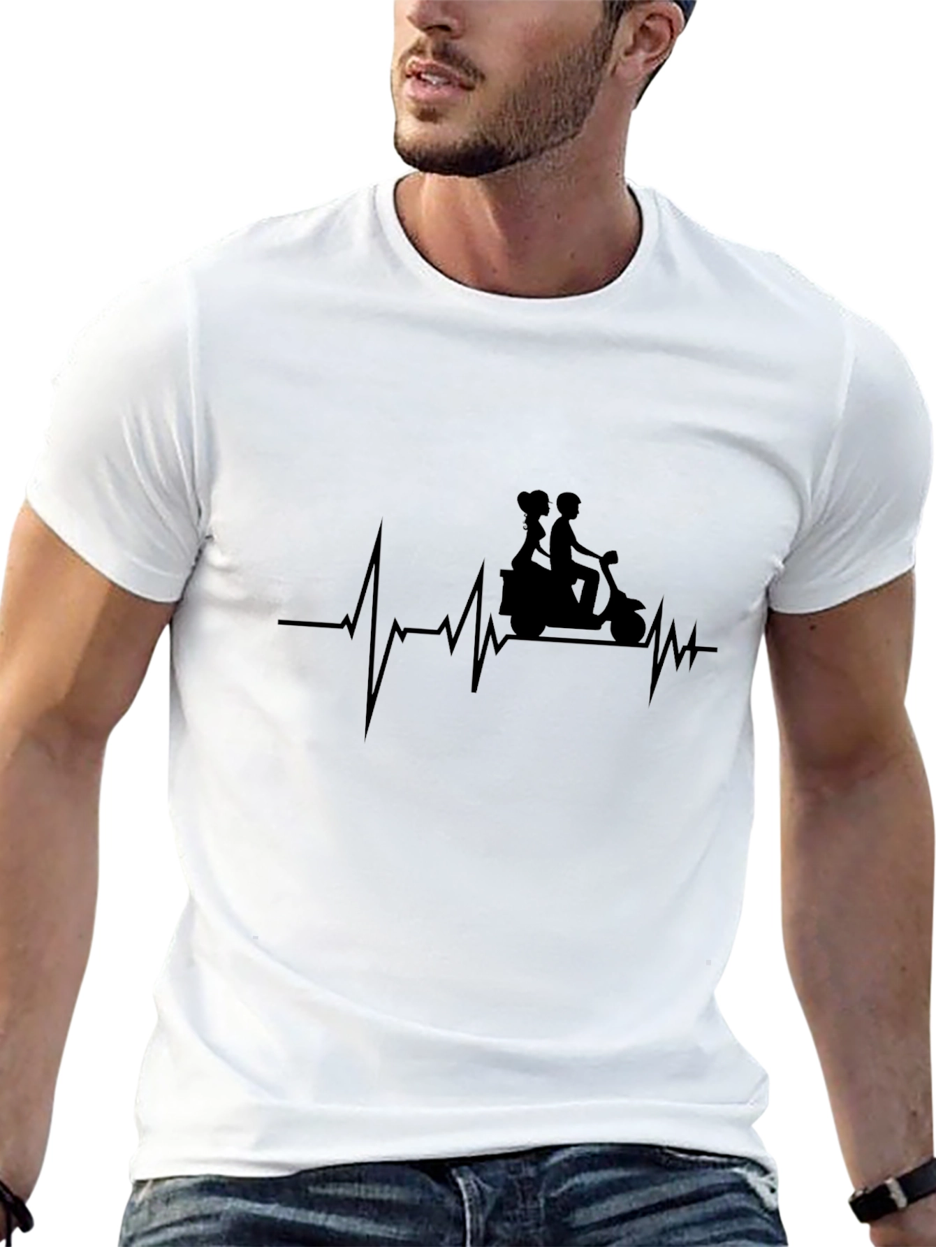 Heartbeat Motorcycle Ride T-Shirt - Black