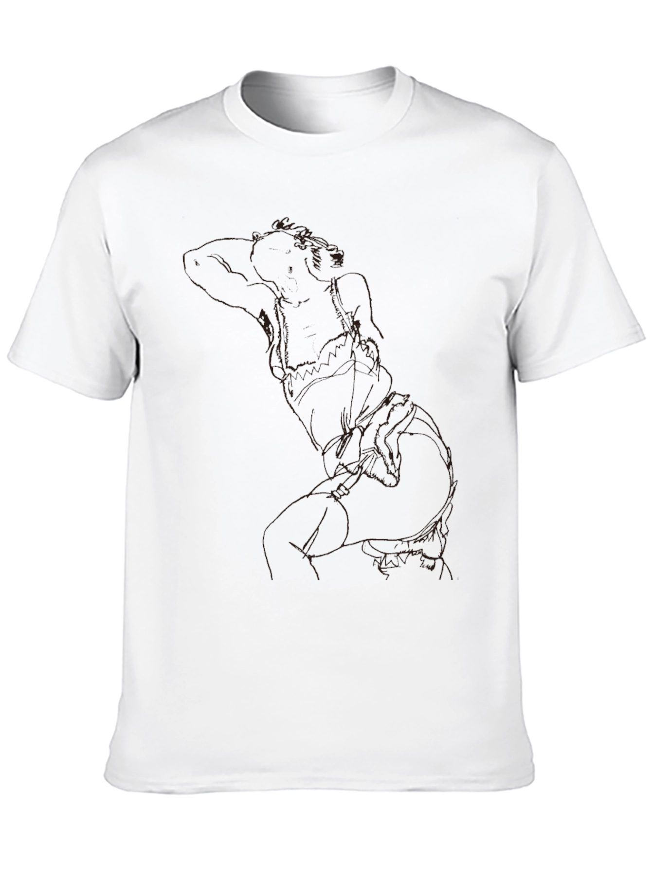 Modern Abstract Line Art Graphic Black T-Shirt