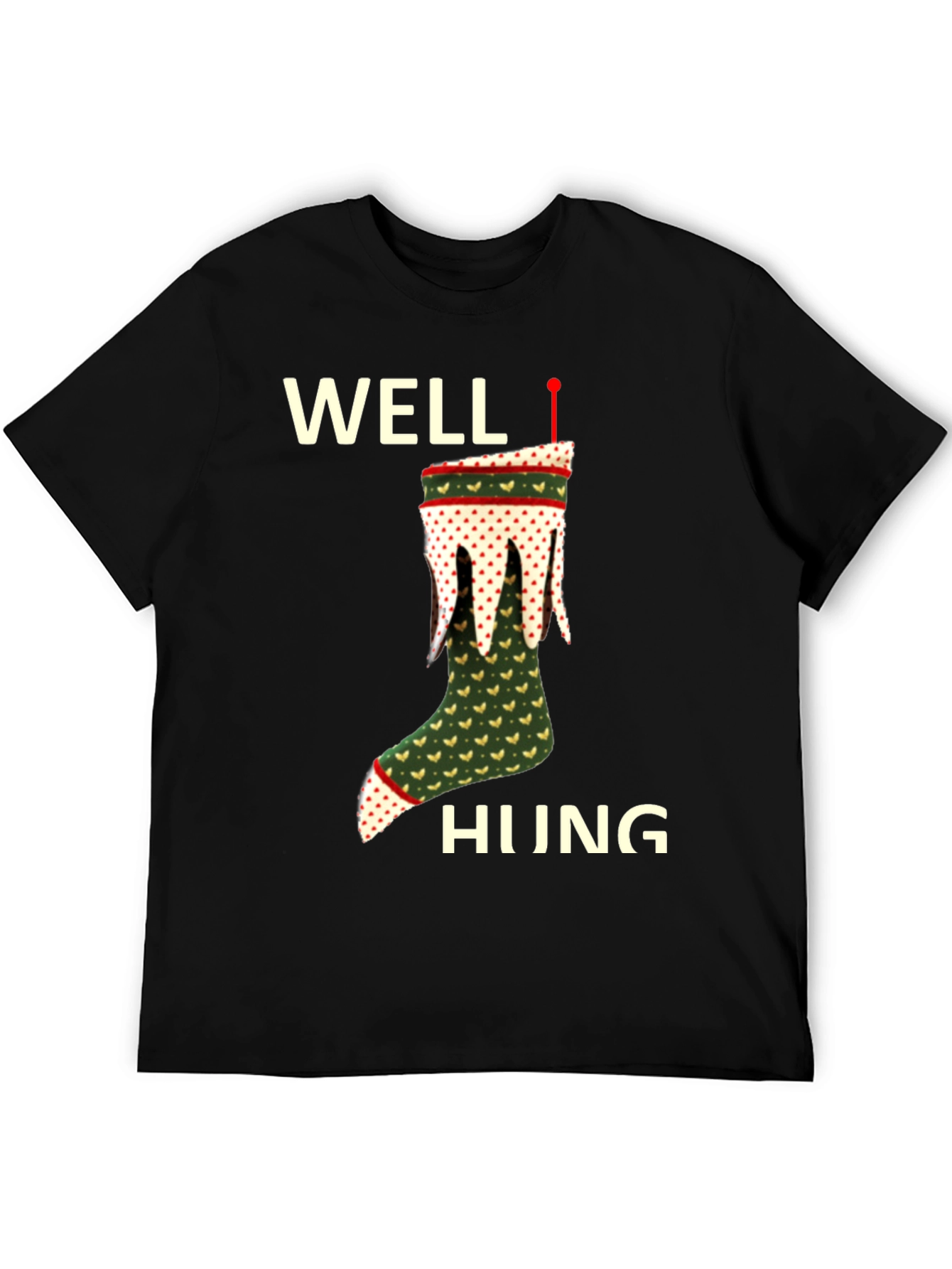 Well Hung Christmas Stocking T-Shirt Funny Holiday Tee