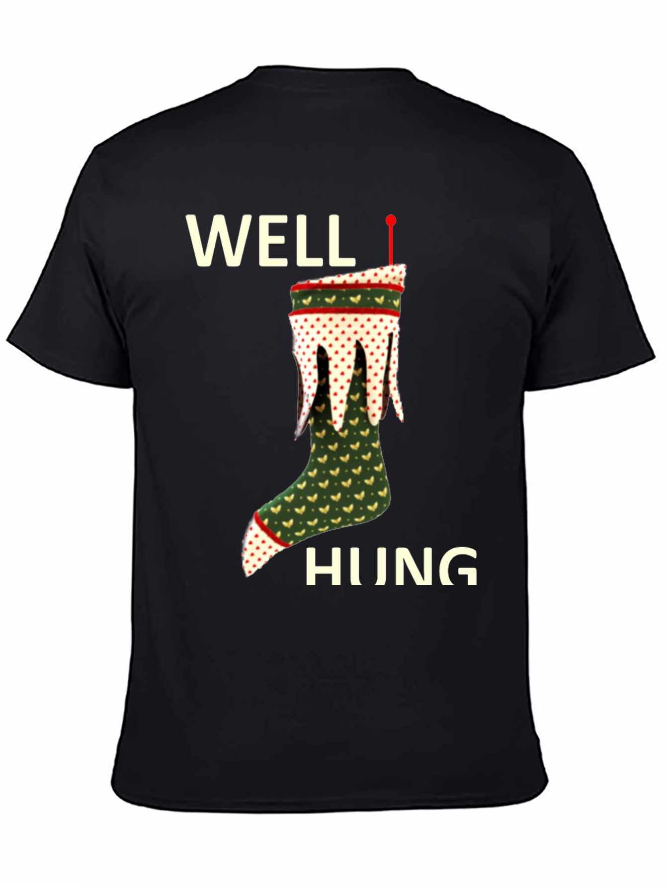 Well Hung Christmas Stocking T-Shirt Funny Holiday Tee