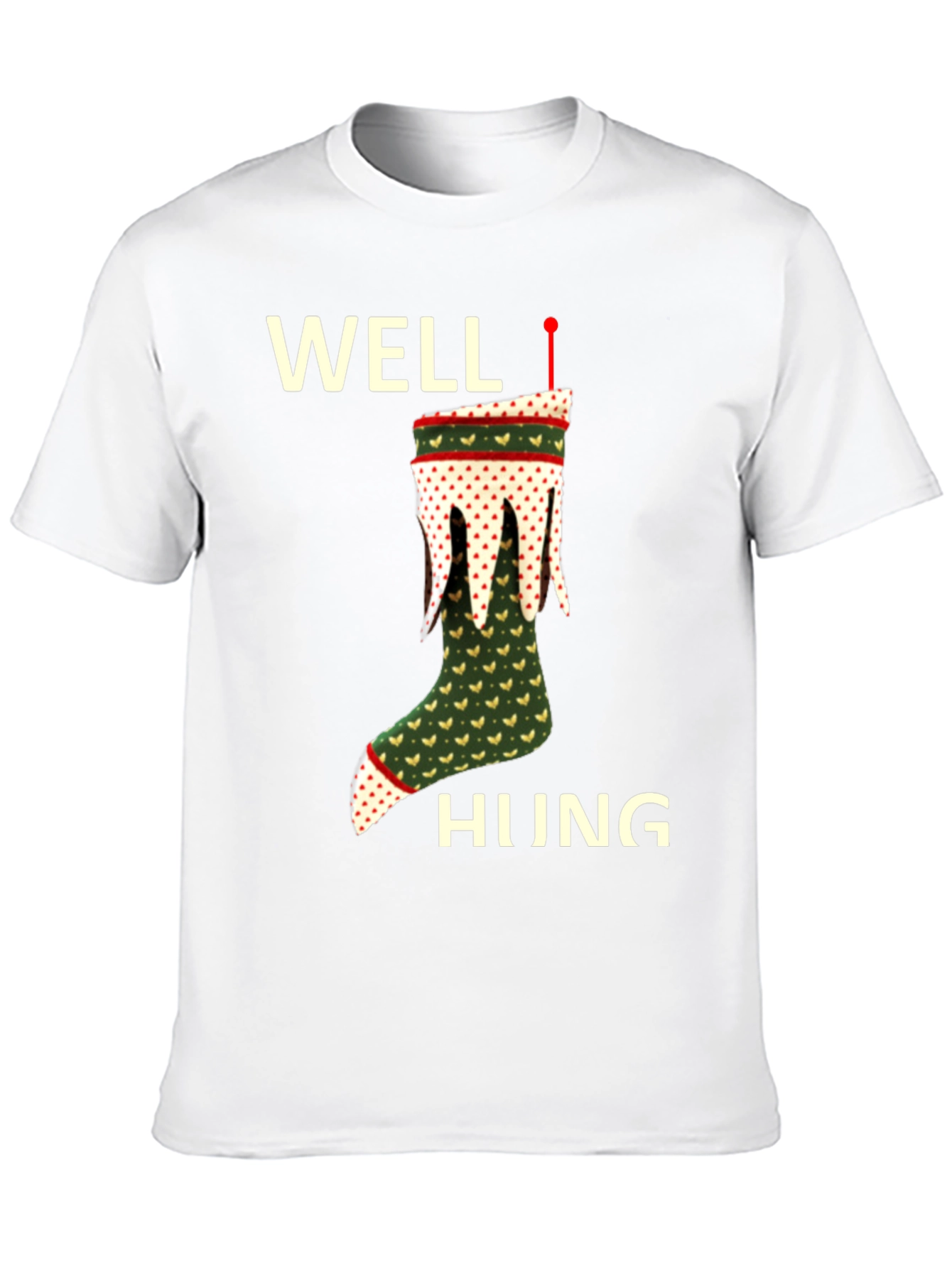Well Hung Christmas Stocking T-Shirt Funny Holiday Tee