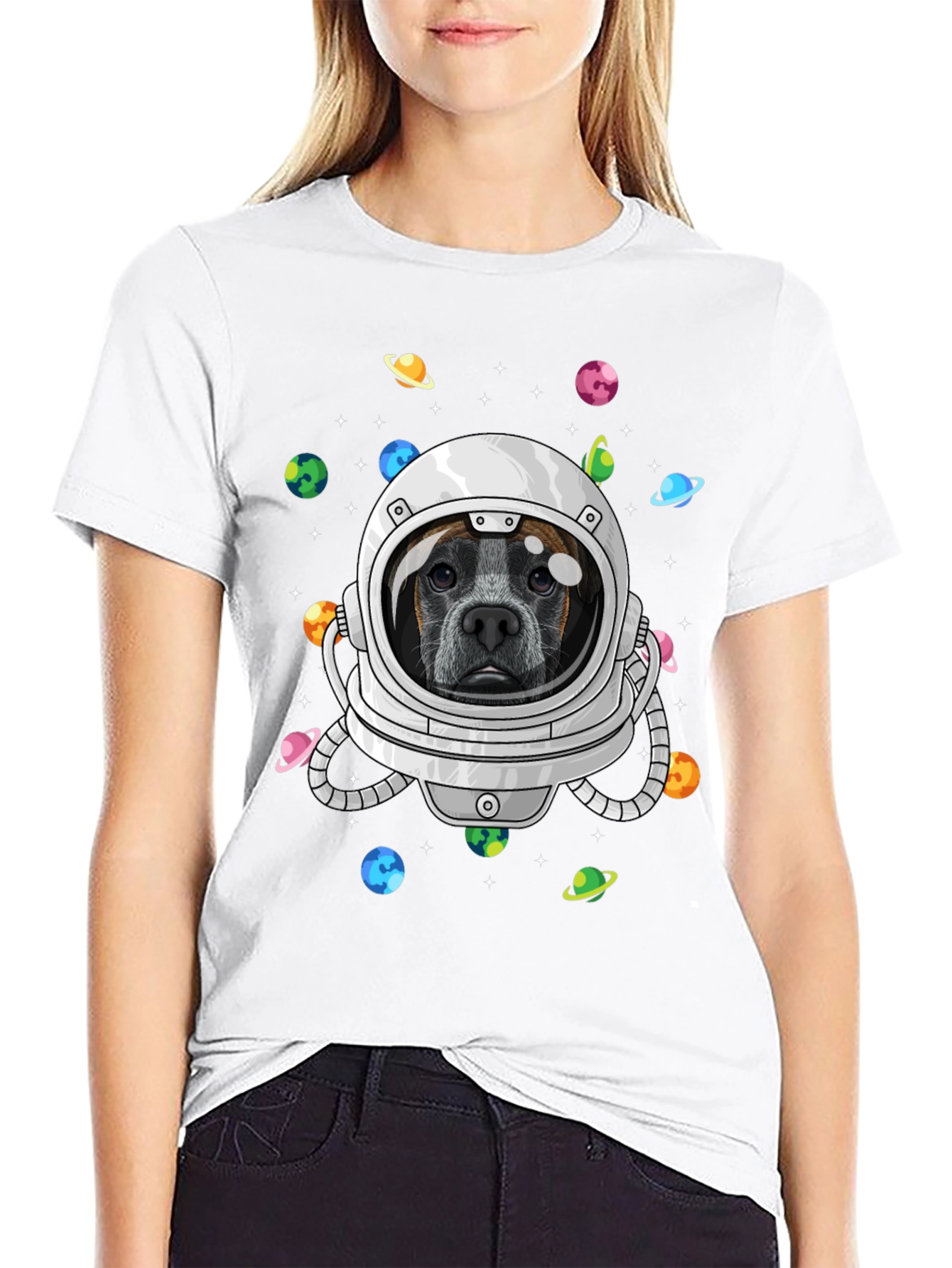 Dog Astronaut Graphic Tee - Outer Space Pup T-Shirt