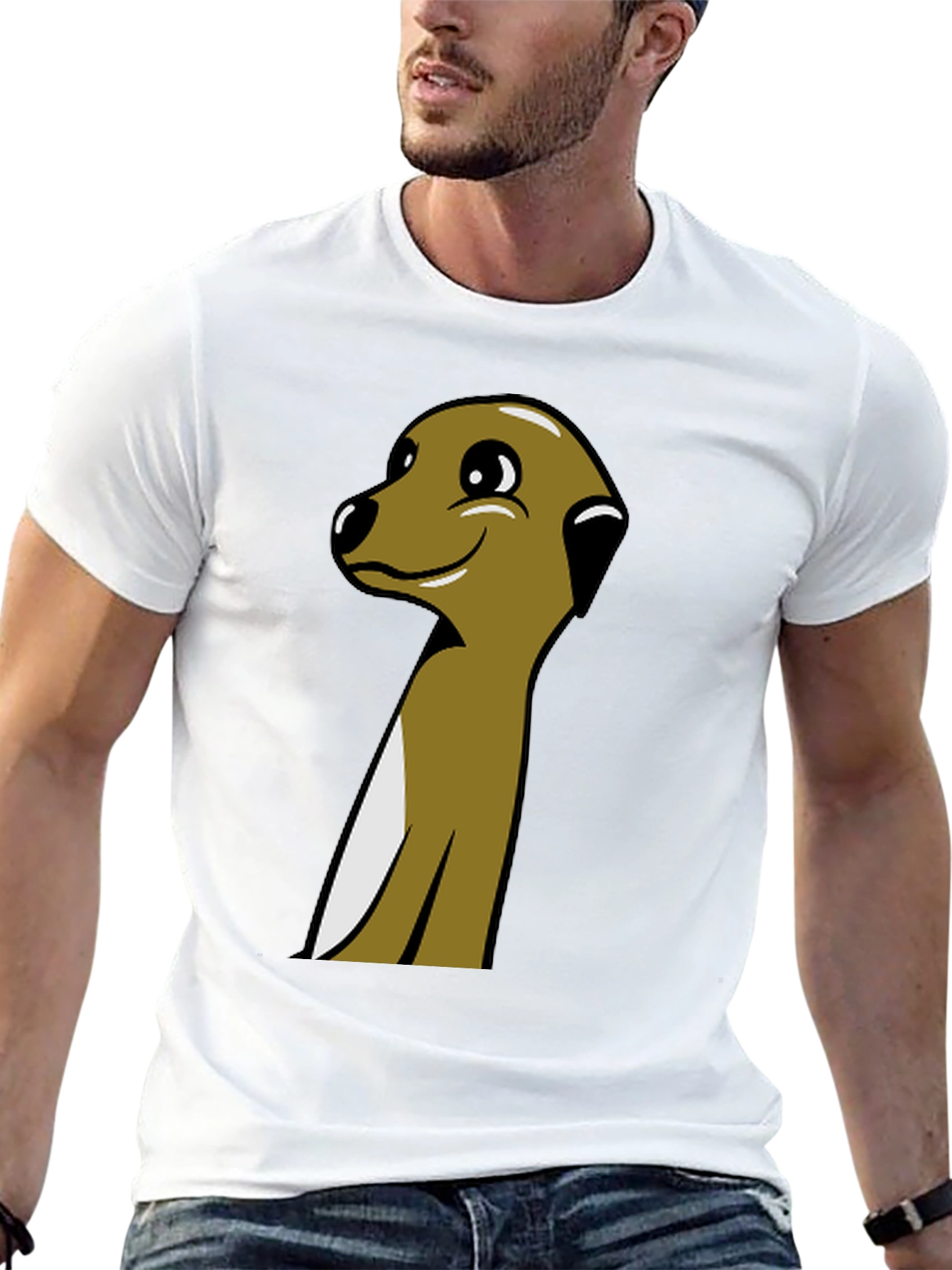 Meerkat Cartoon Graphic Tee - Black