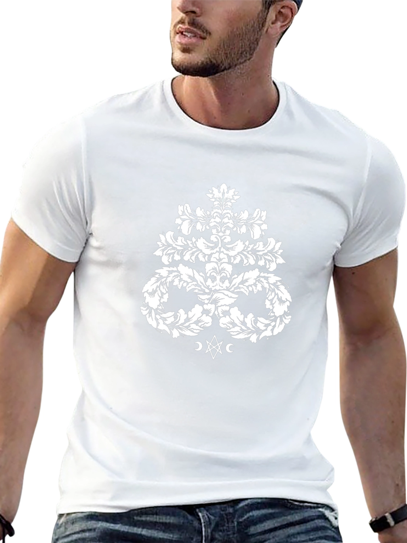 Elegant Damask Print Black T-Shirt