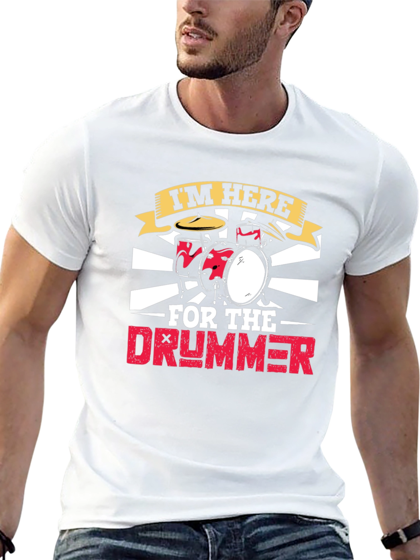 Im Here For The Drummer Black T-Shirt