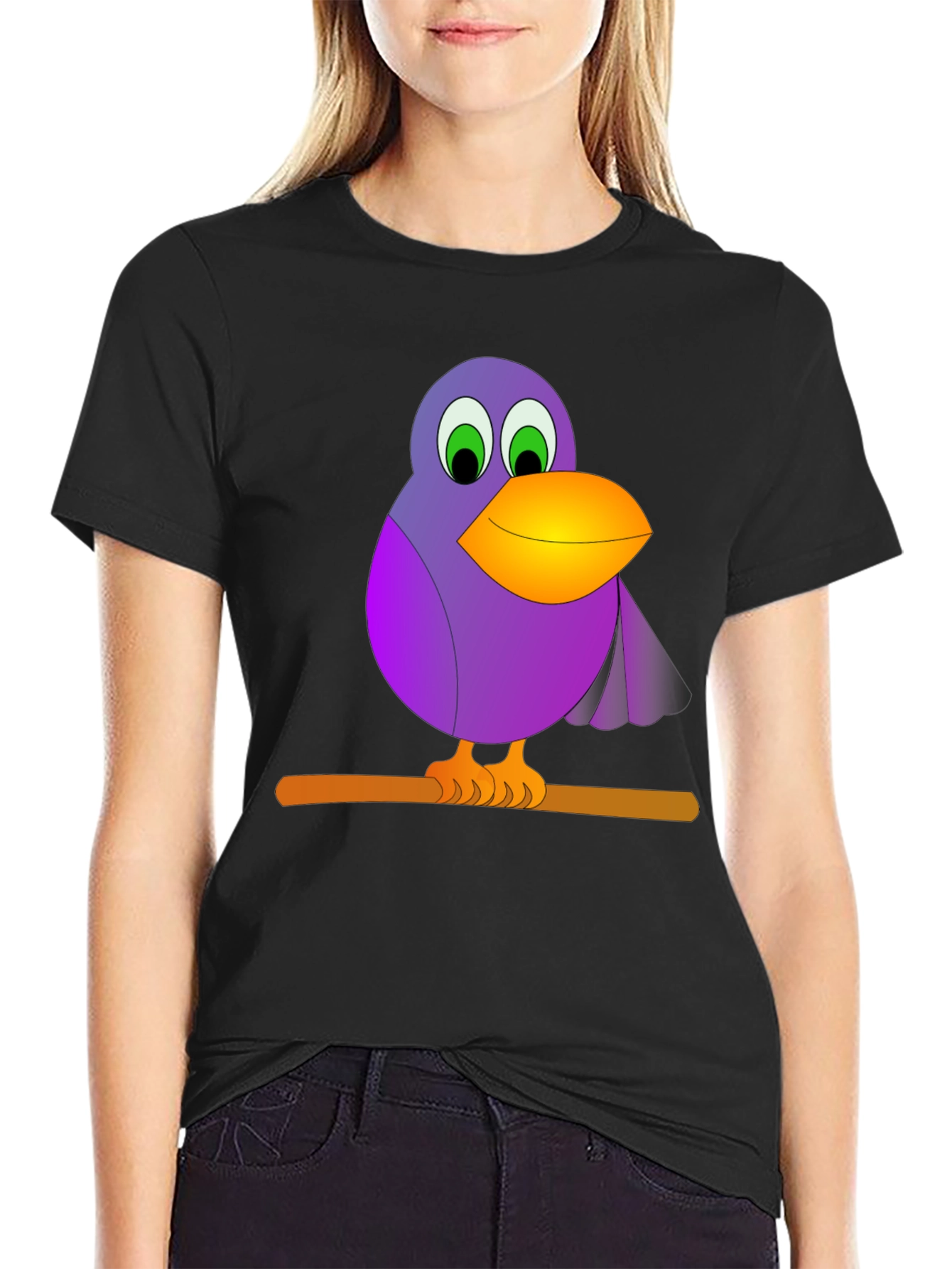 Bird on Branch Graphic Tee - Black T-Shirt