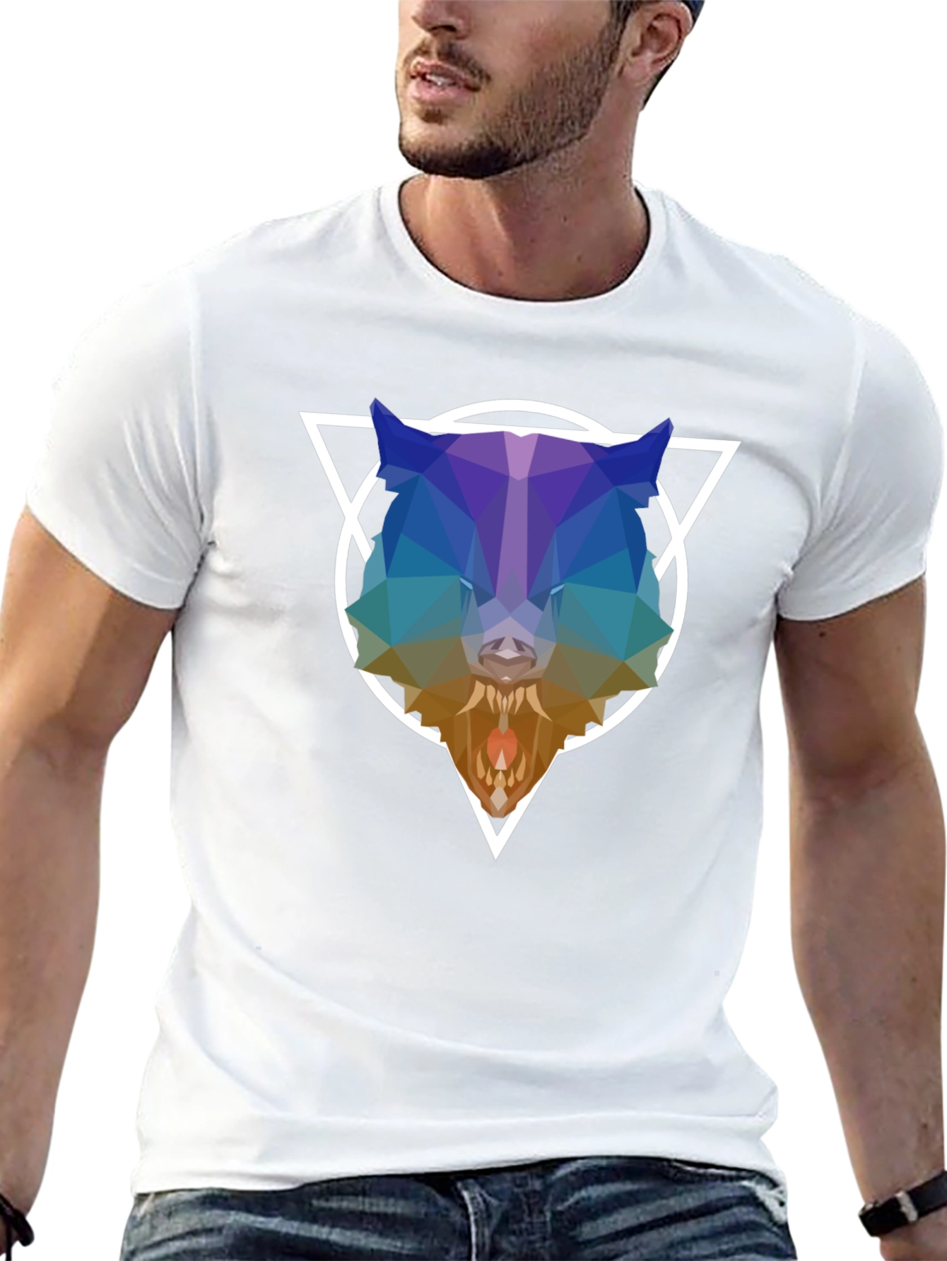 Geometric Wolf Graphic T-Shirt - Modern Design