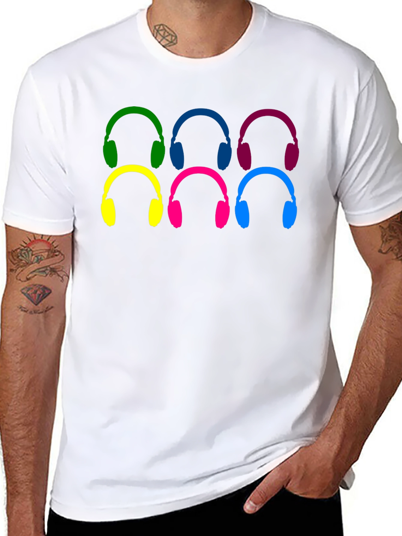 Colorful Headphone Graphic T-Shirt