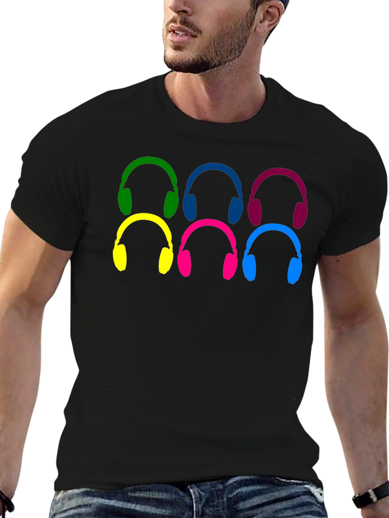 Colorful Headphone Graphic T-Shirt