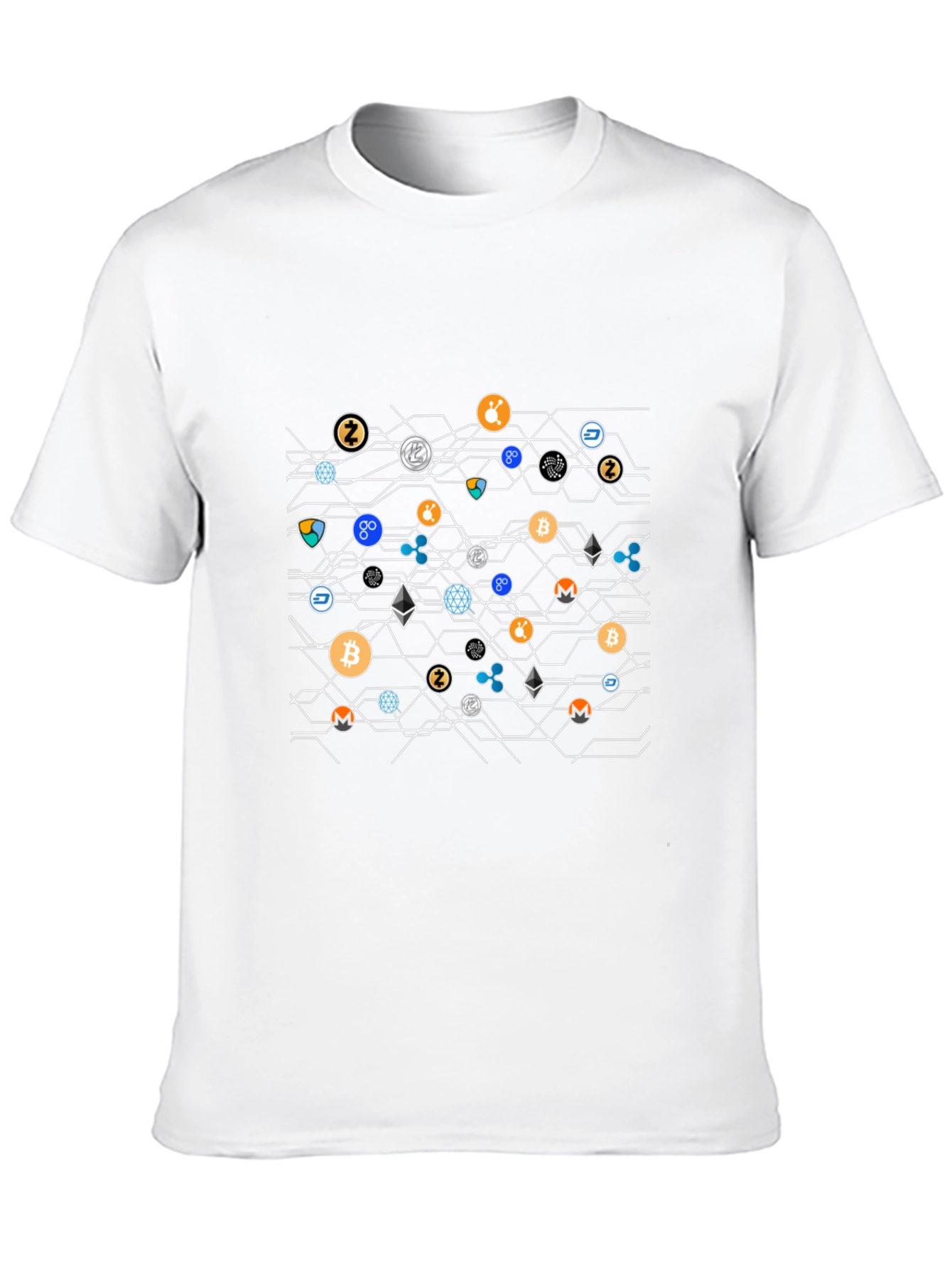 Crypto Pattern T-Shirt - Black Casual Style