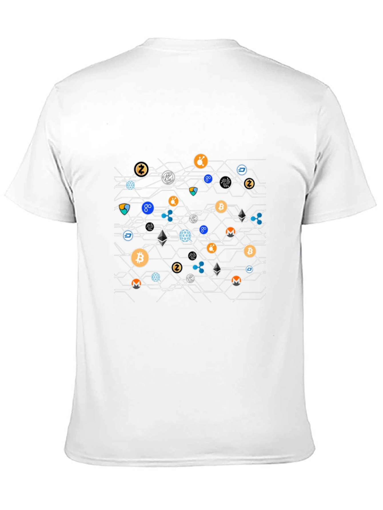 Crypto Pattern T-Shirt - Black Casual Style