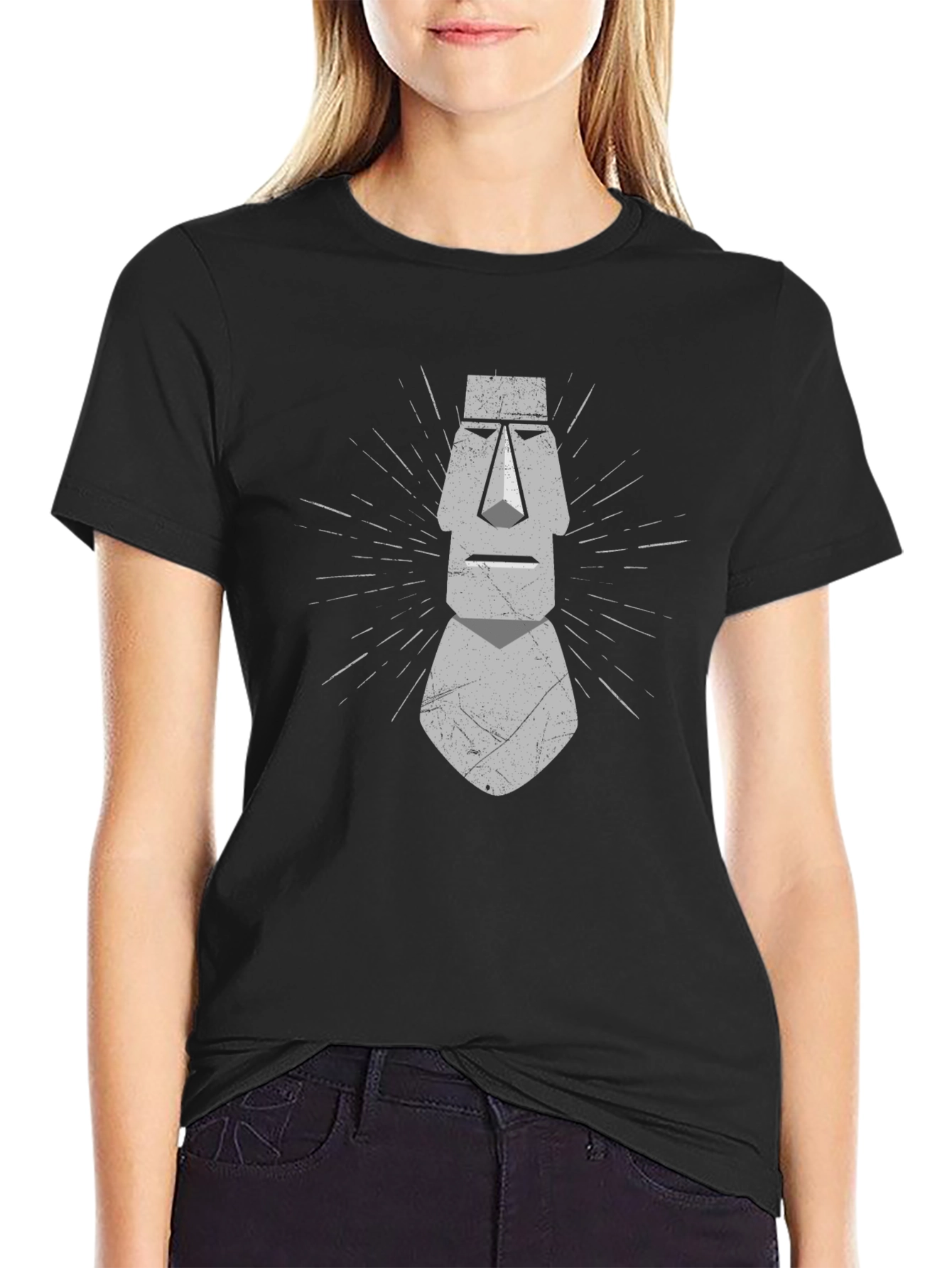 Moai Head Graphic Tee - Black T-Shirt