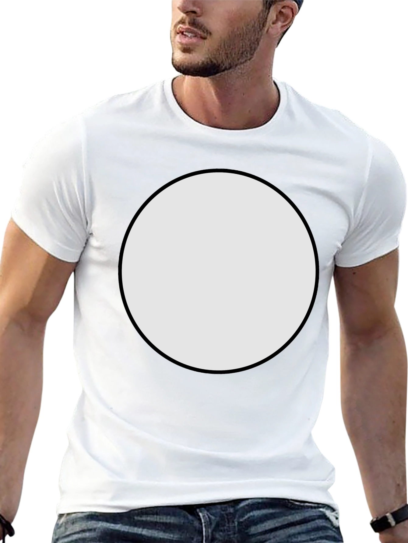 Black Crew Neck T-Shirt with Customizable Round Patch