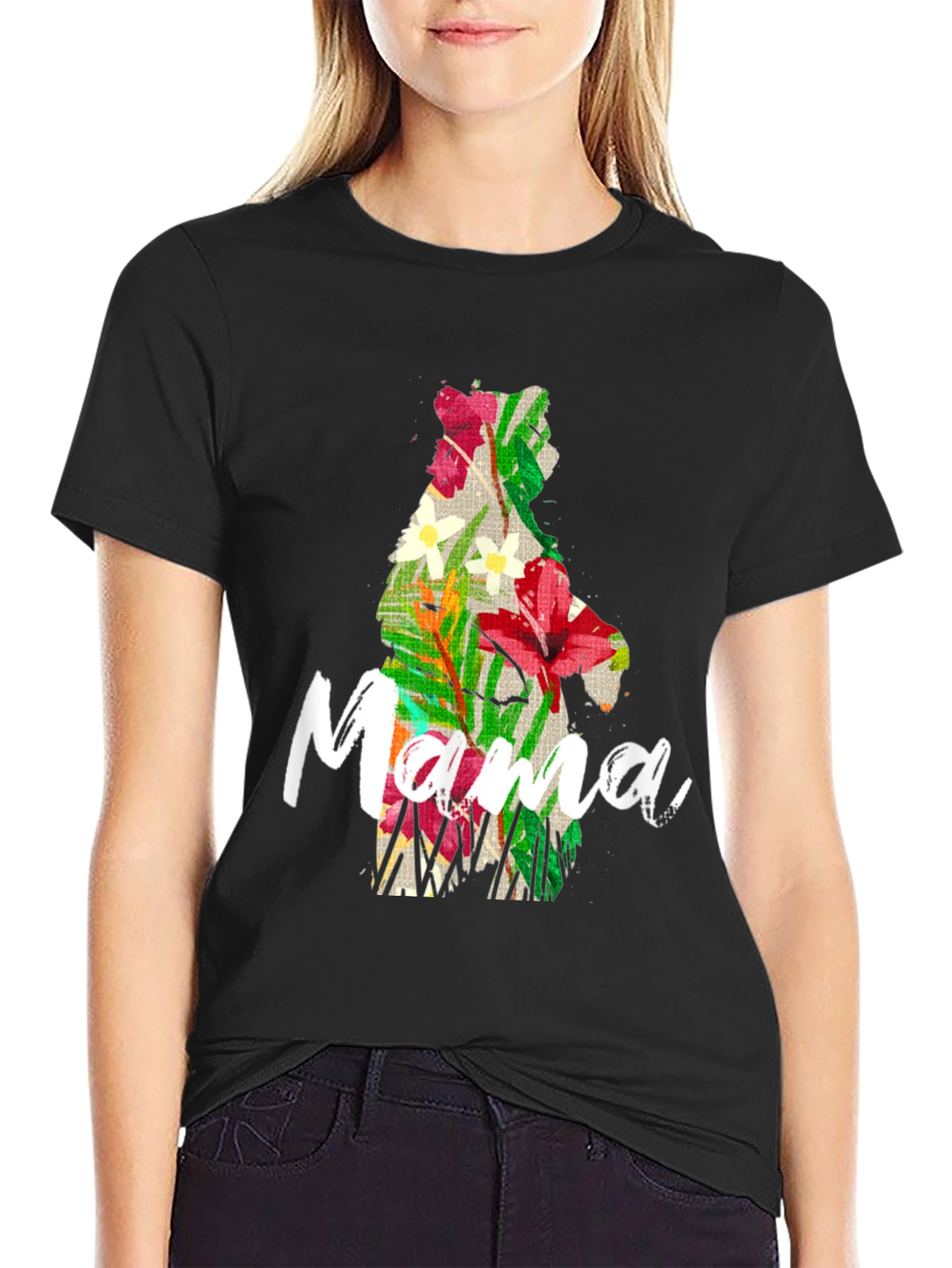 Mama Bear Floral Graphic T-Shirt
