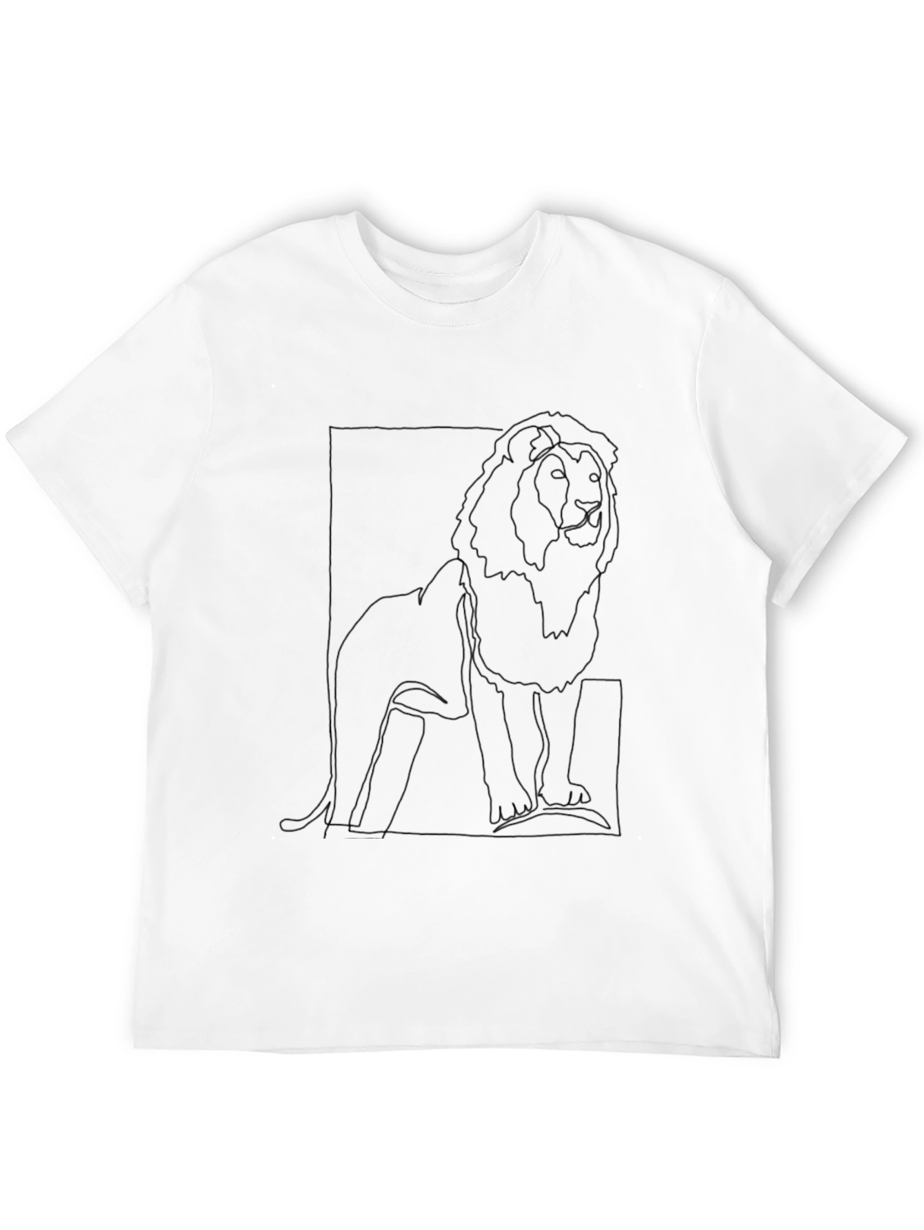 Lion Outline Graphic Tee - Minimalist Design