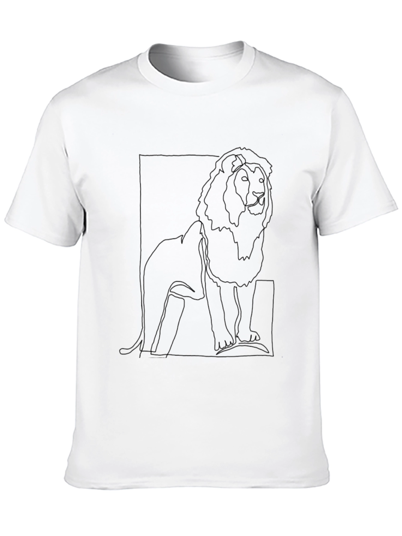 Lion Outline Graphic Tee - Minimalist Design