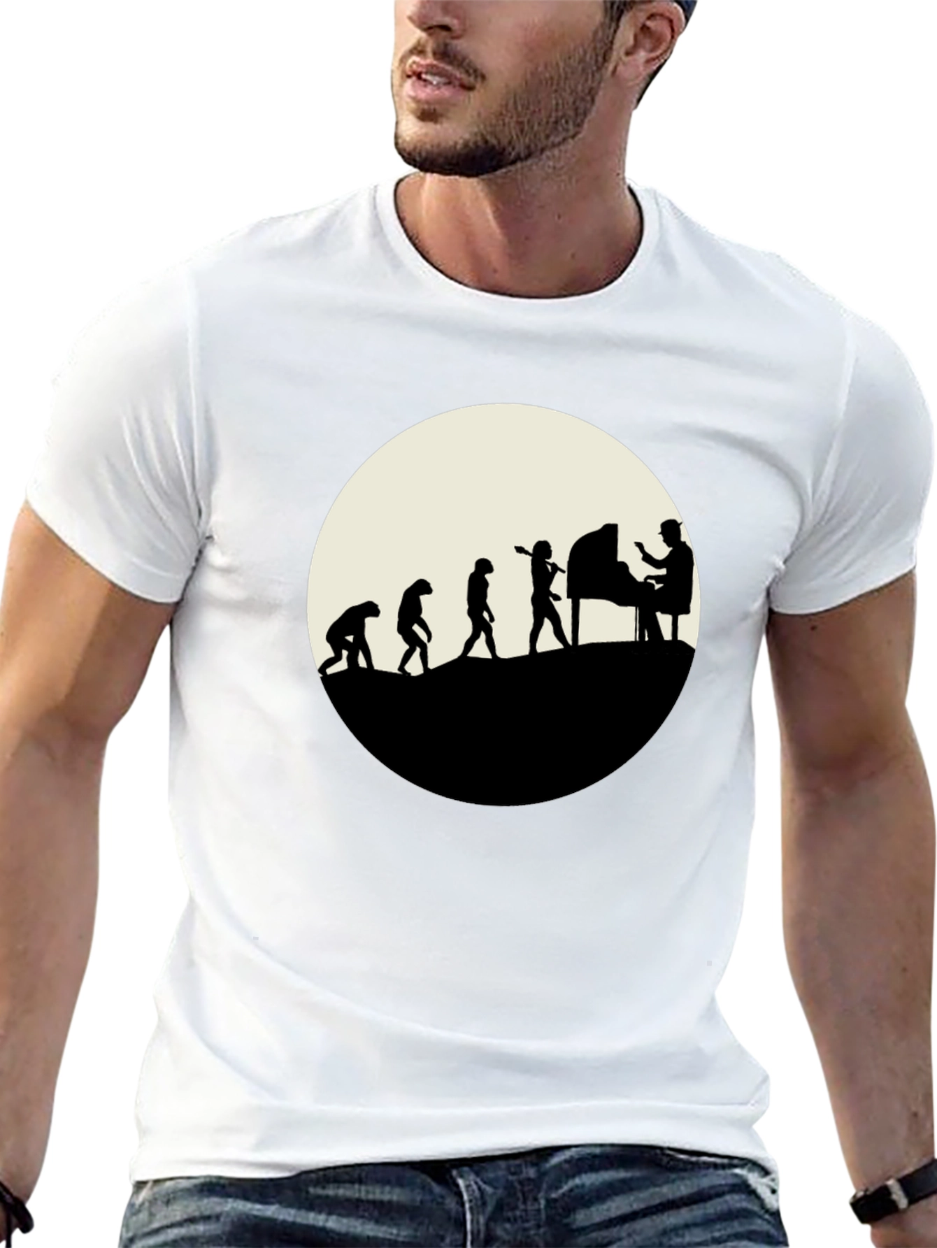 Evolution of Piano Player T-Shirt - Black