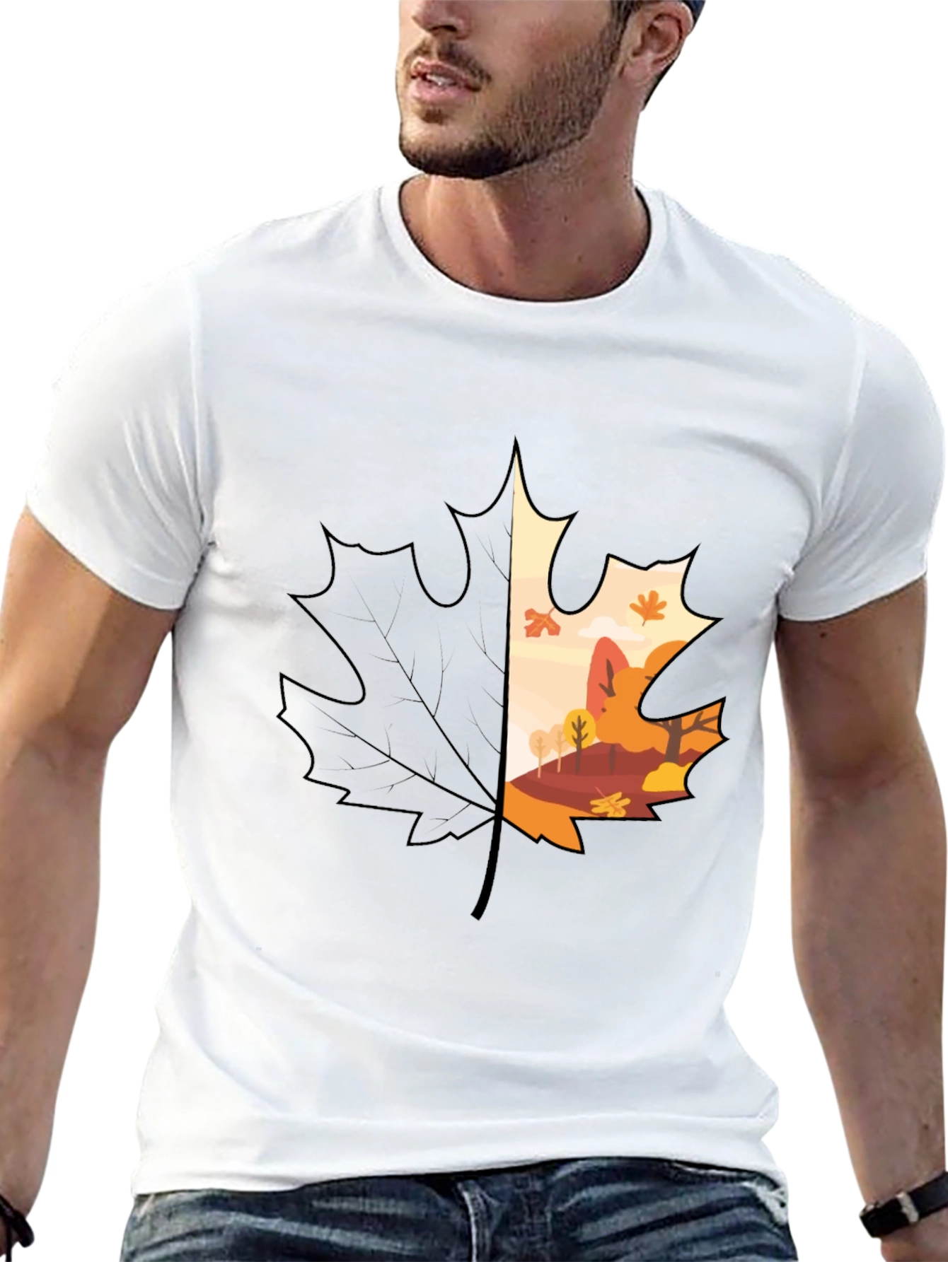 Autumn Leaf Graphic T-Shirt - Nature Inspired Design