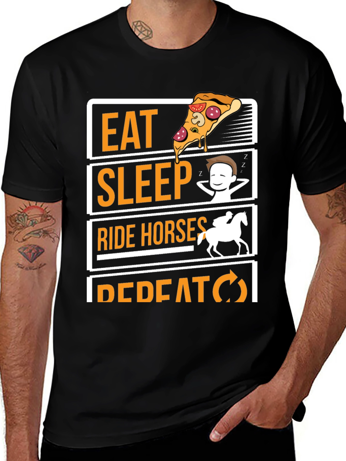 Eat Sleep Ride Horses Repeat Graphic Tee