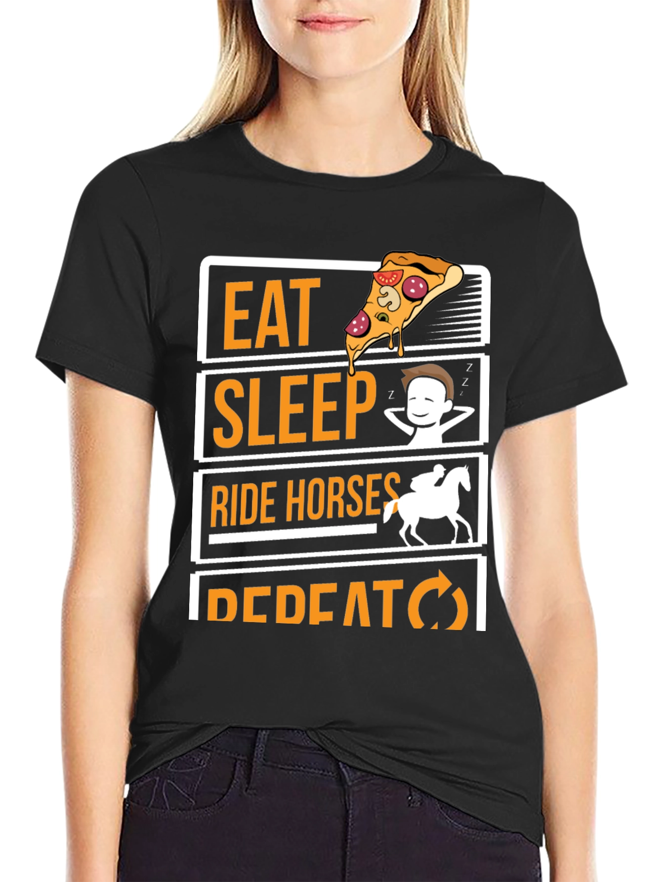 Eat Sleep Ride Horses Repeat Graphic Tee