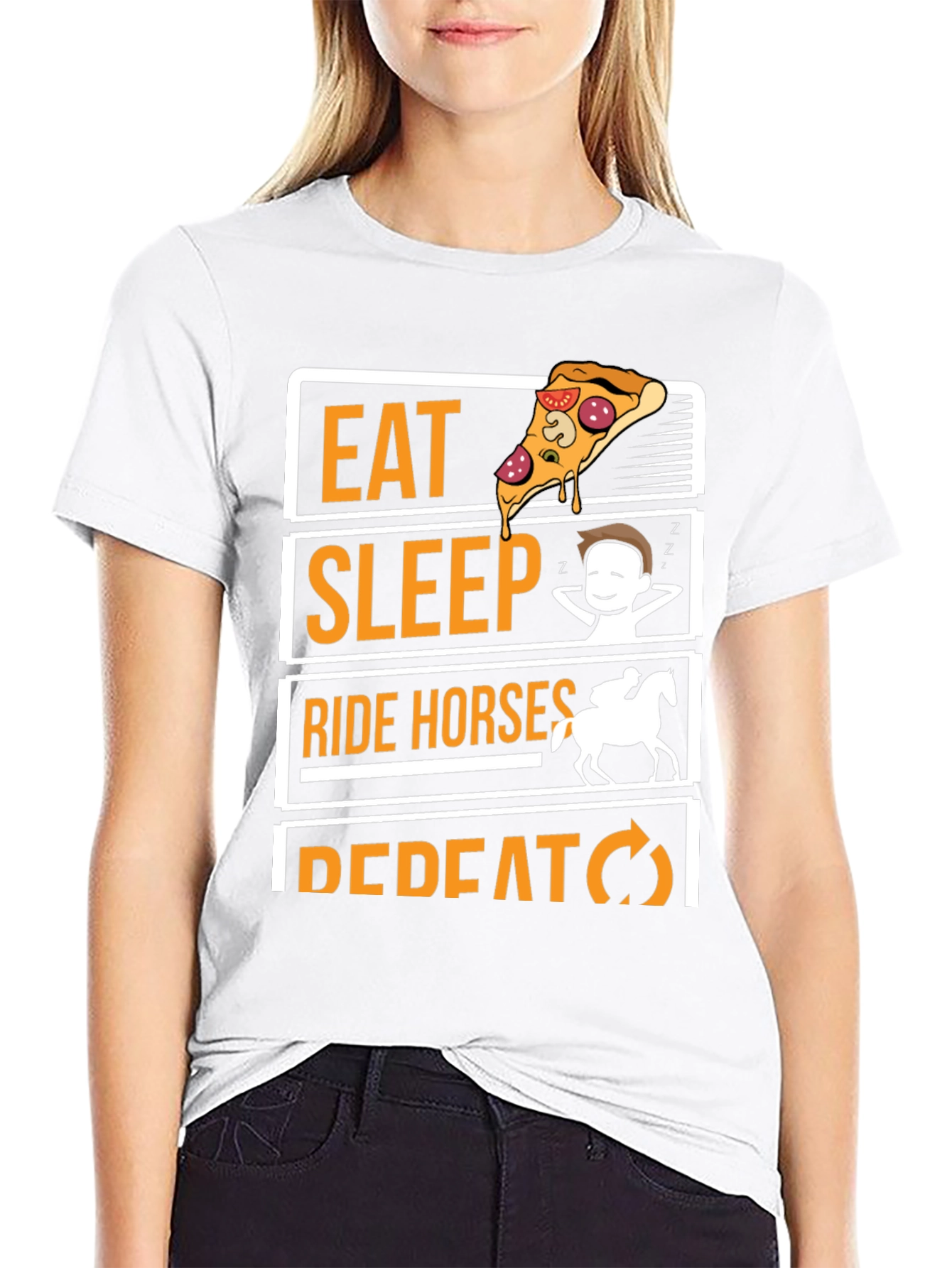 Eat Sleep Ride Horses Repeat Graphic Tee