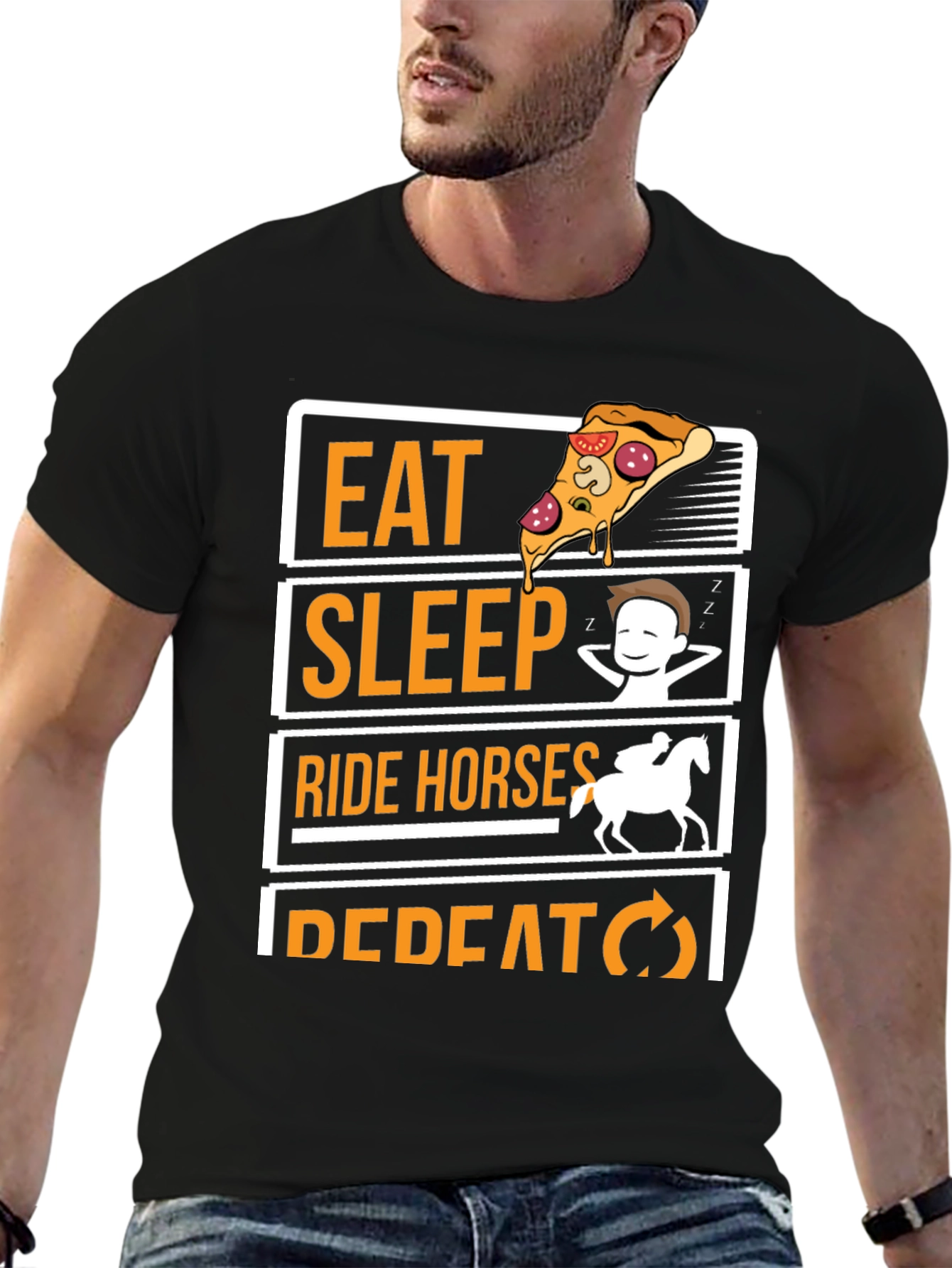 Eat Sleep Ride Horses Repeat Graphic Tee