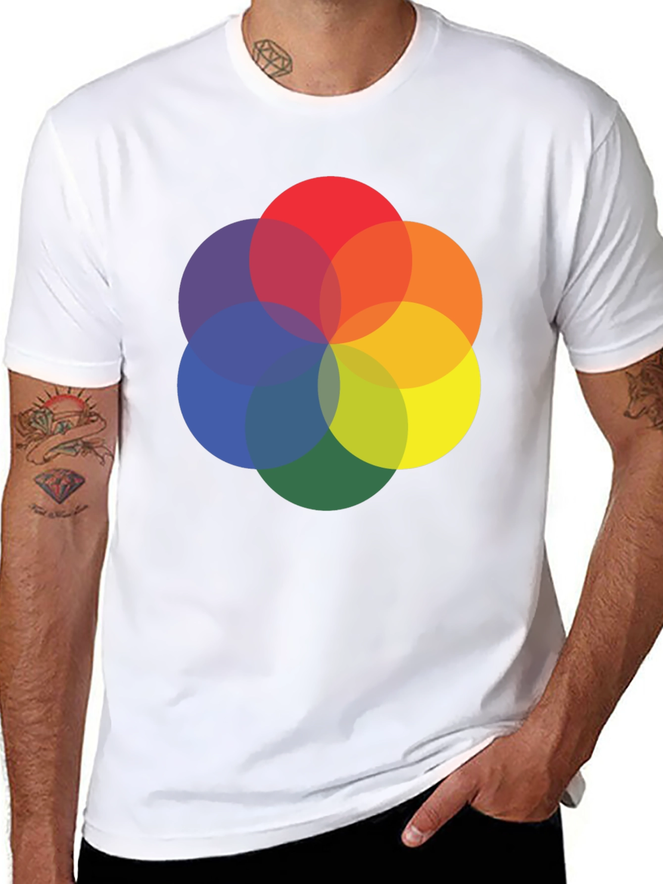 Abstract Circle Graphic Tee - Black Cotton Blend