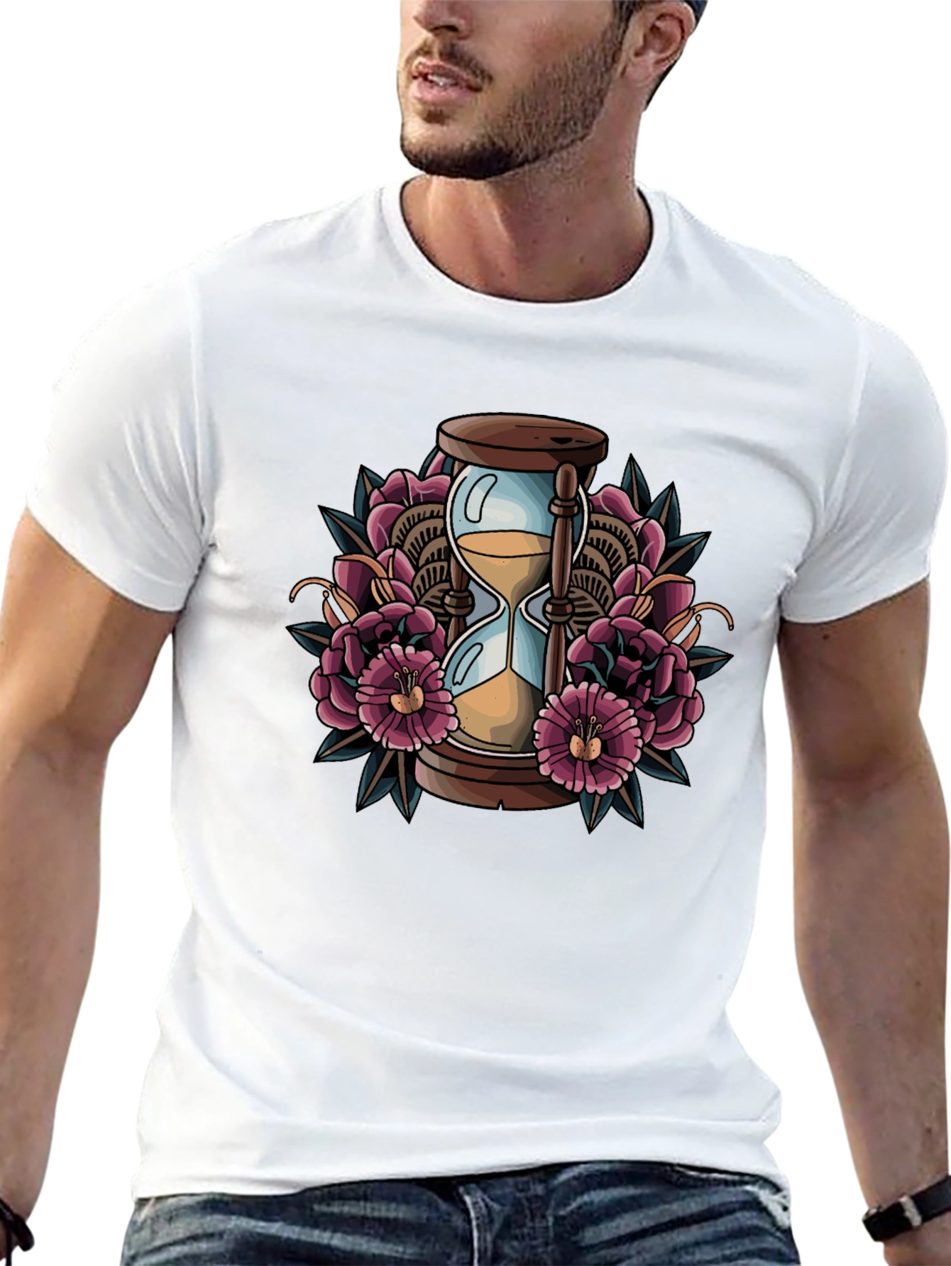Hourglass Floral Graphic Tee - Black