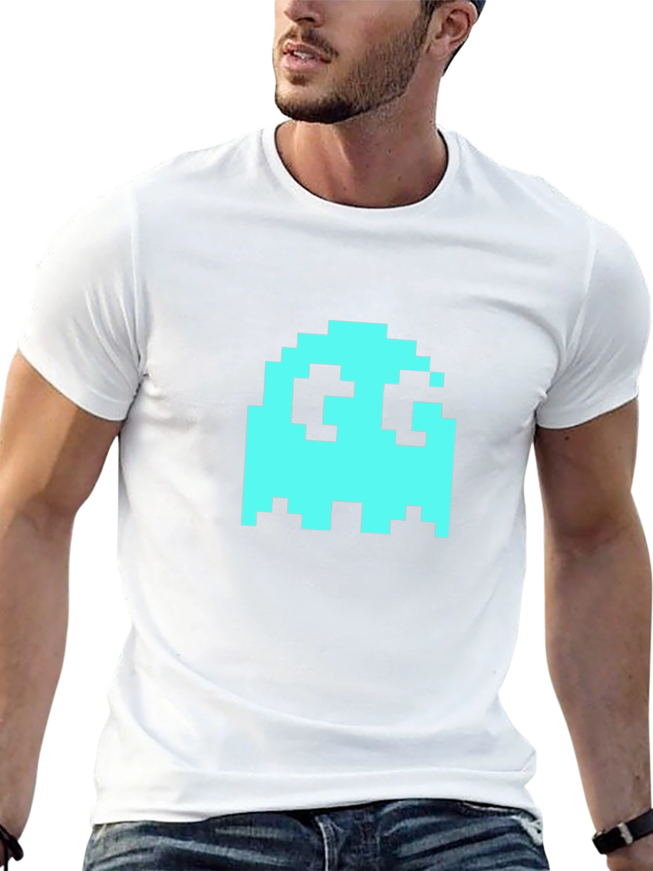 Pixel Ghost Graphic Tee - Retro Gaming Style