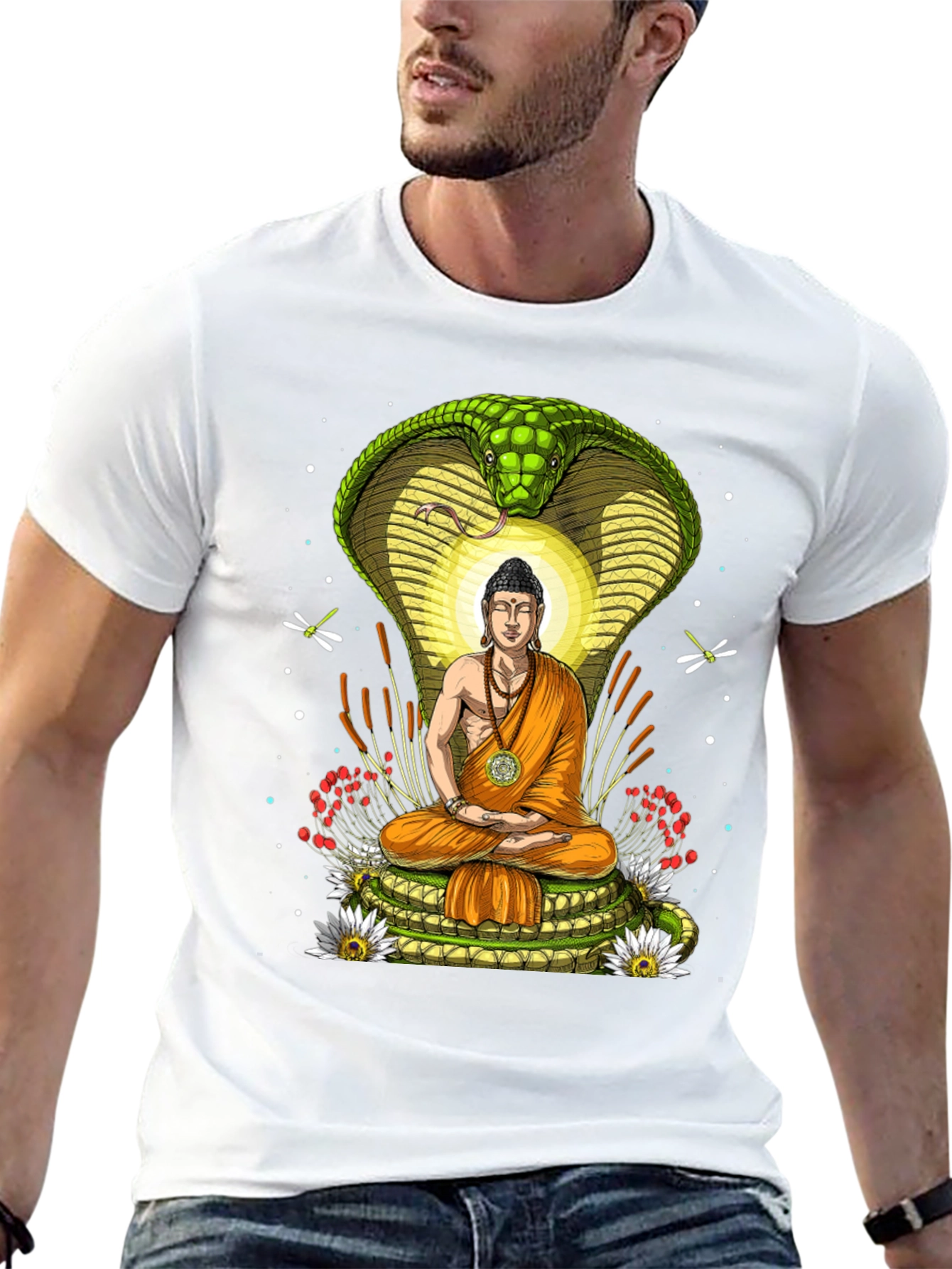 Buddha & Cobra T-Shirt - Spiritual Graphic Tee